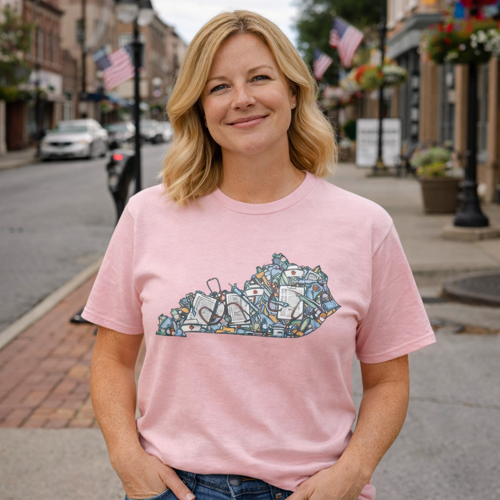 Kentucky Nurse T-Shirt | Heart Graphic Support Tee | Basic