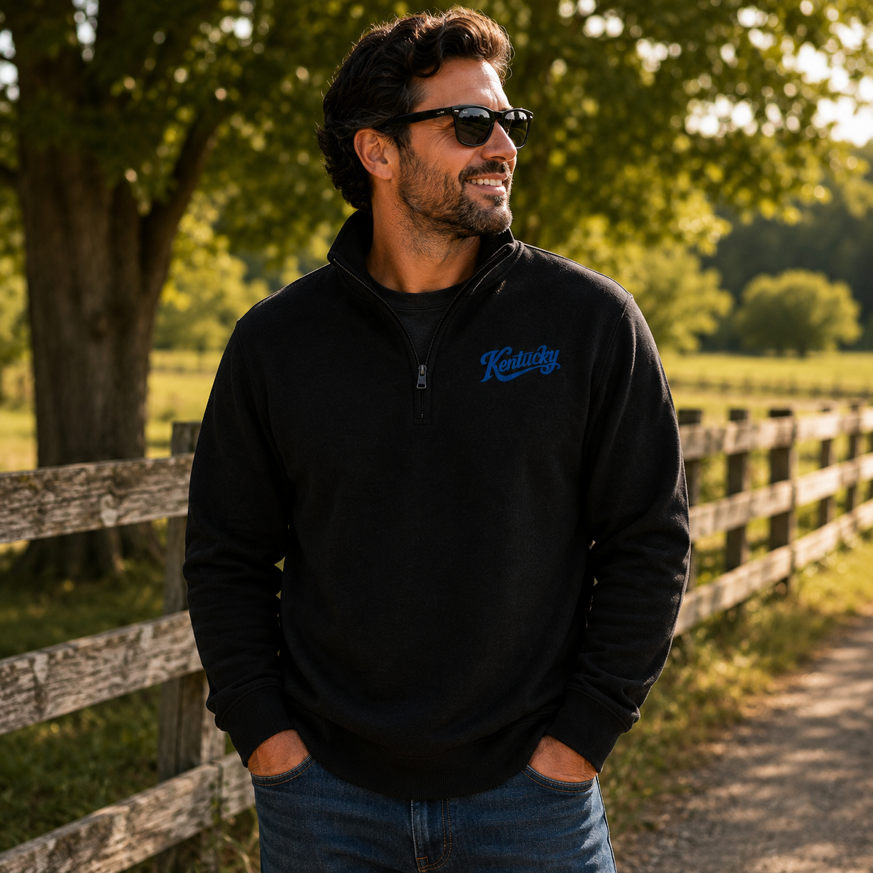 Kentucky Fleece Pullover | Bold Blue Script Design | Unisex Fit