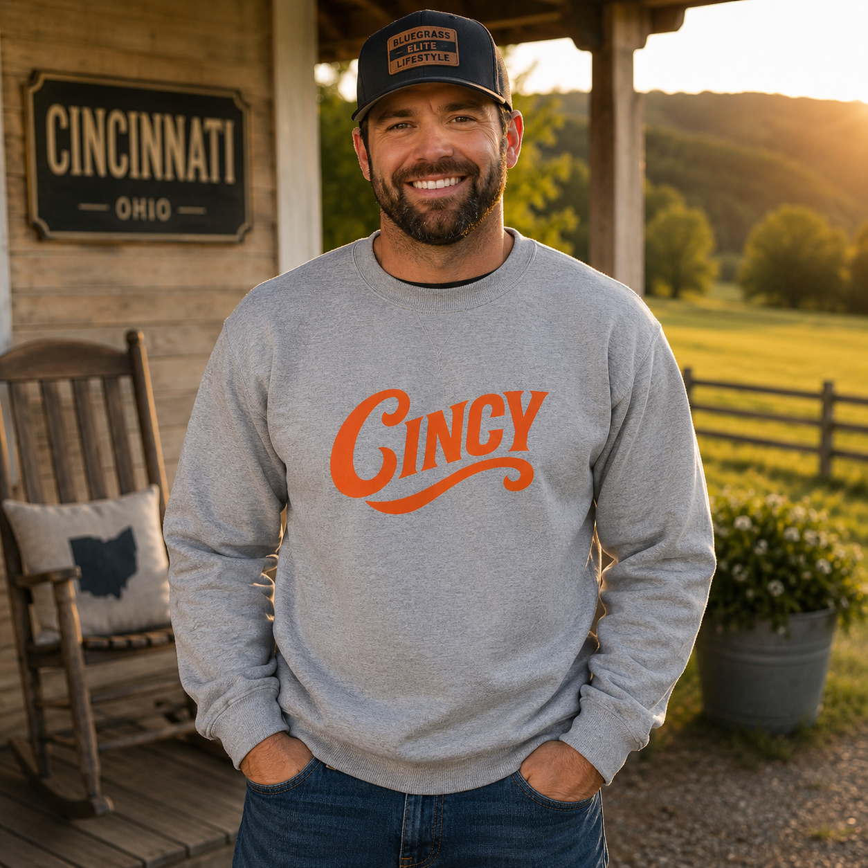 Cincinnati Football Sweatshirt | Retro “Cincy” Orange Script | Premium Fleece
