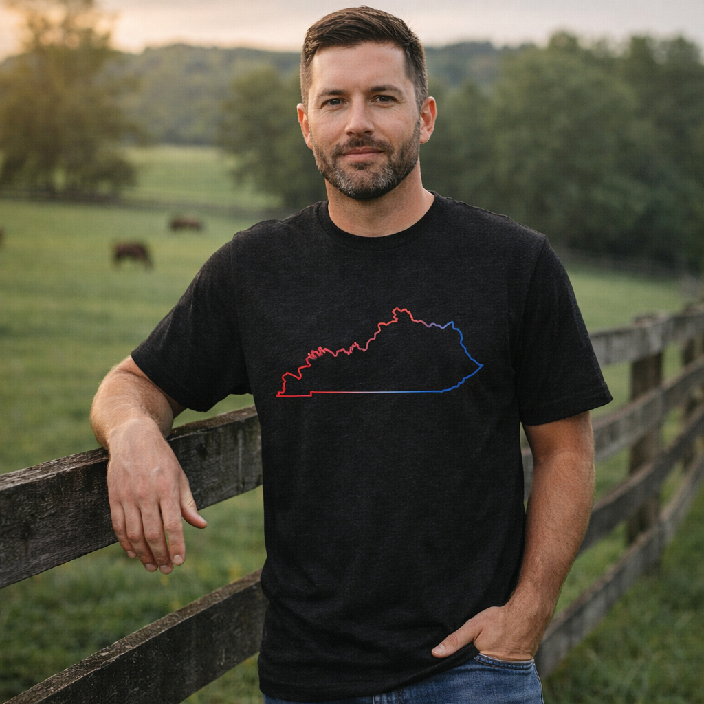Kentucky Patriotic Outline Graphic Tee | Red White Blue Border Design
