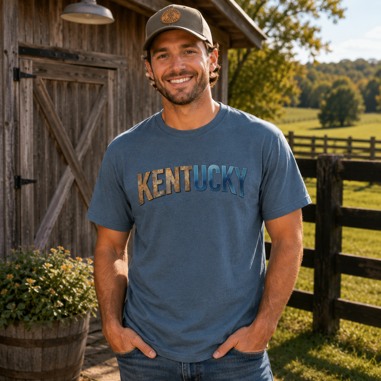 Kentucky T-Shirt | Split Texture Typography Design | Classic