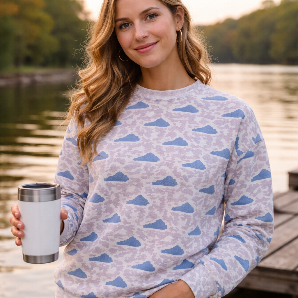 Kentucky Camo Sweatshirt | State Map Pattern | Unisex Cotton