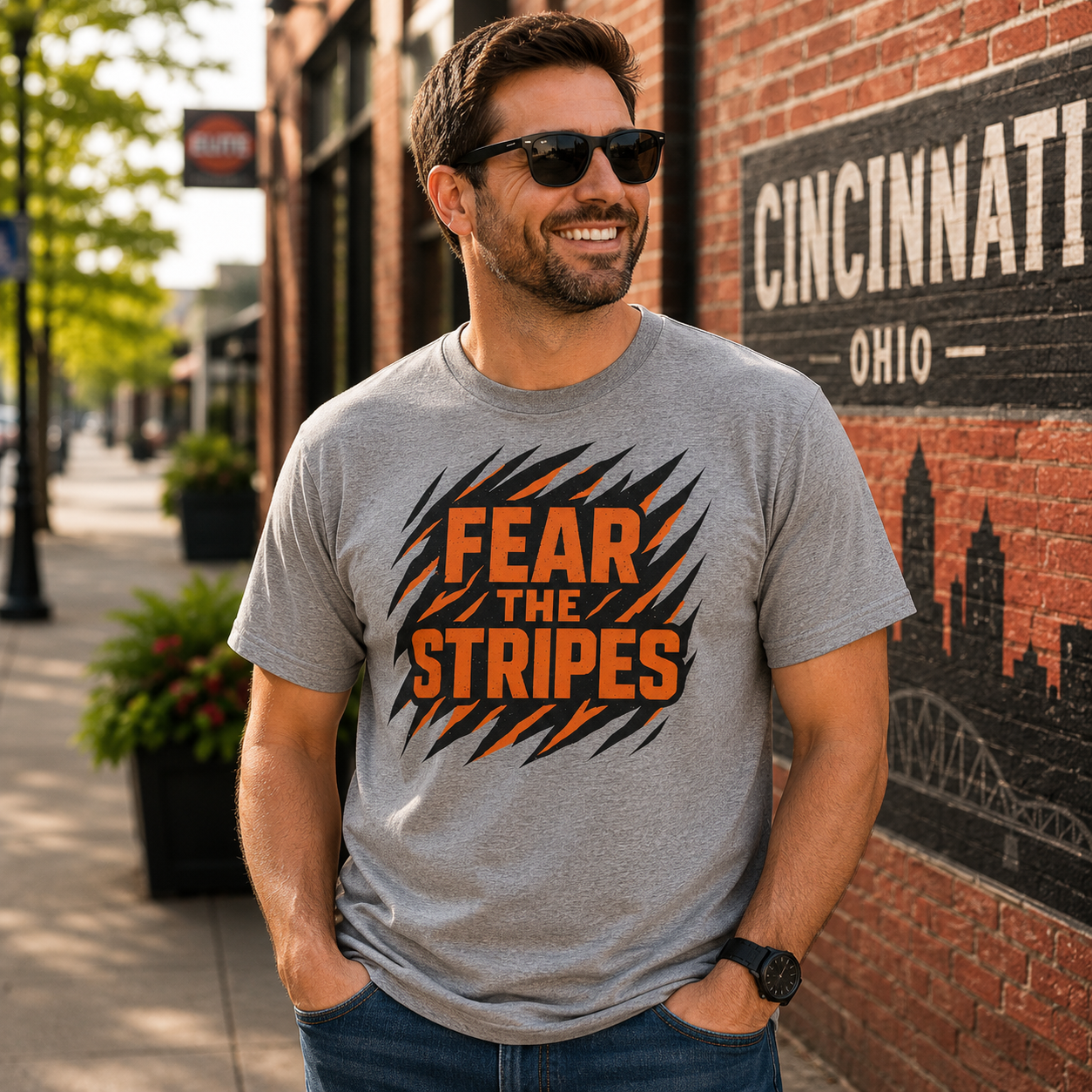 Cincinnati Football Shirt | Fear The Stripes Design | Elite Tri-Blend