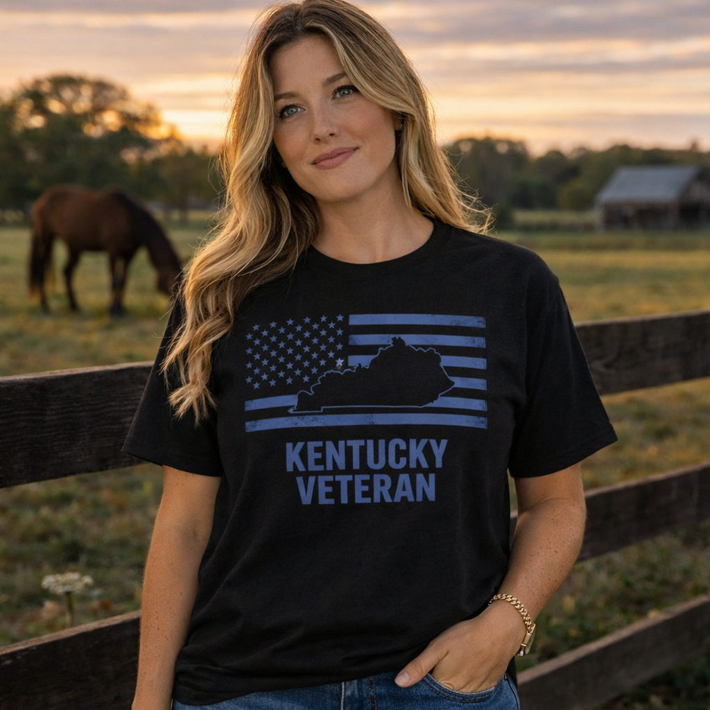 Kentucky Veteran T-Shirt | State Flag Design | Classic Cotton