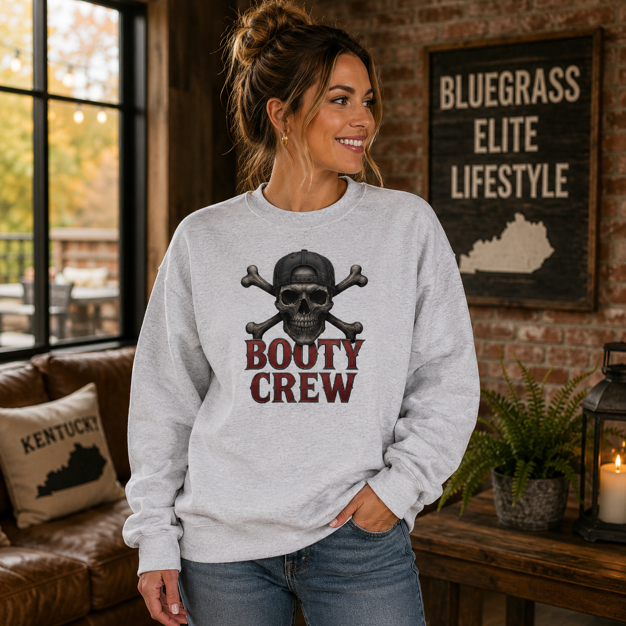 Freaking Brad Show Booty Crew Sweatshirt | Unisex Skull Pullover