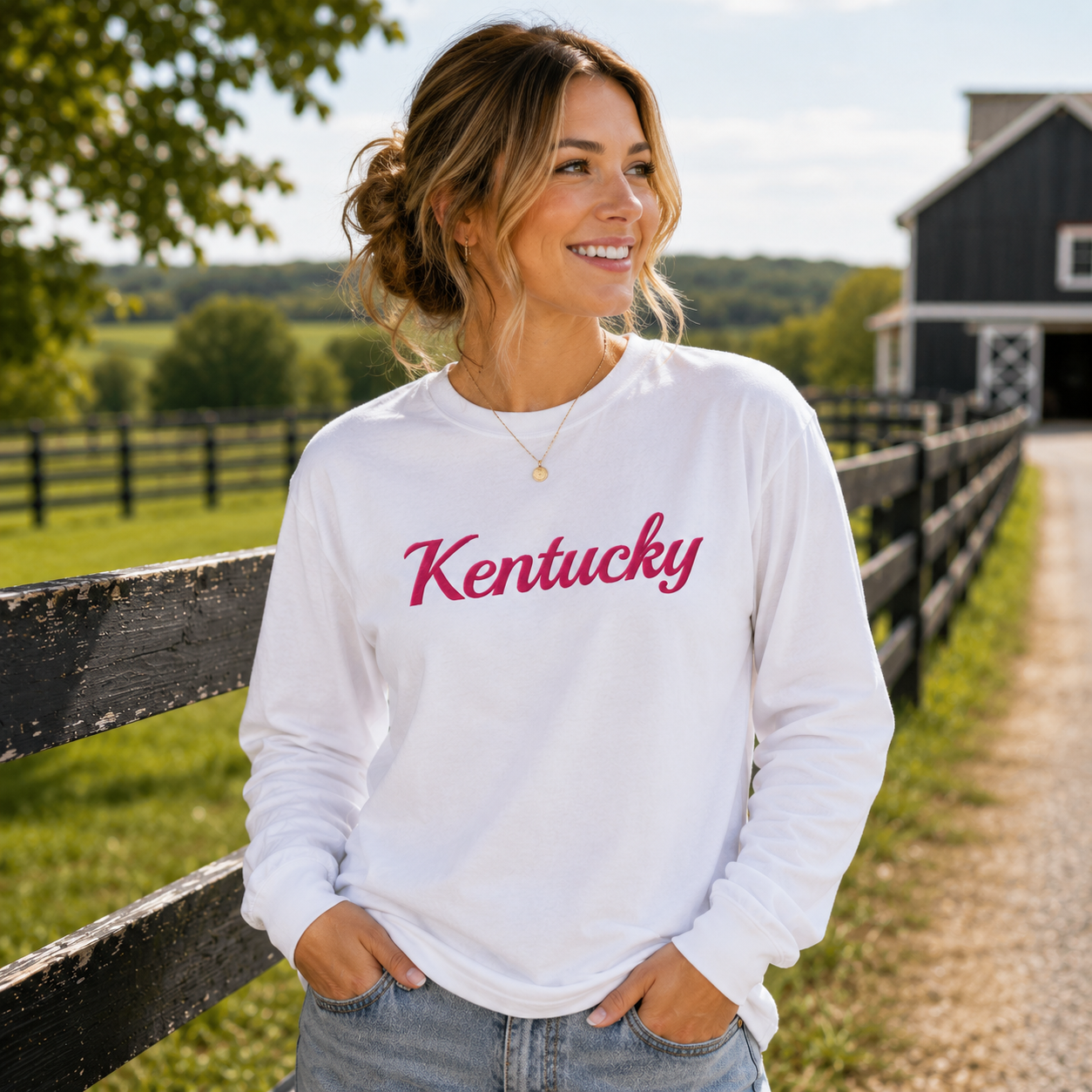 Kentucky Embroidered Long Sleeve Tee | Soft Garment-Dyed Comfort | Classic