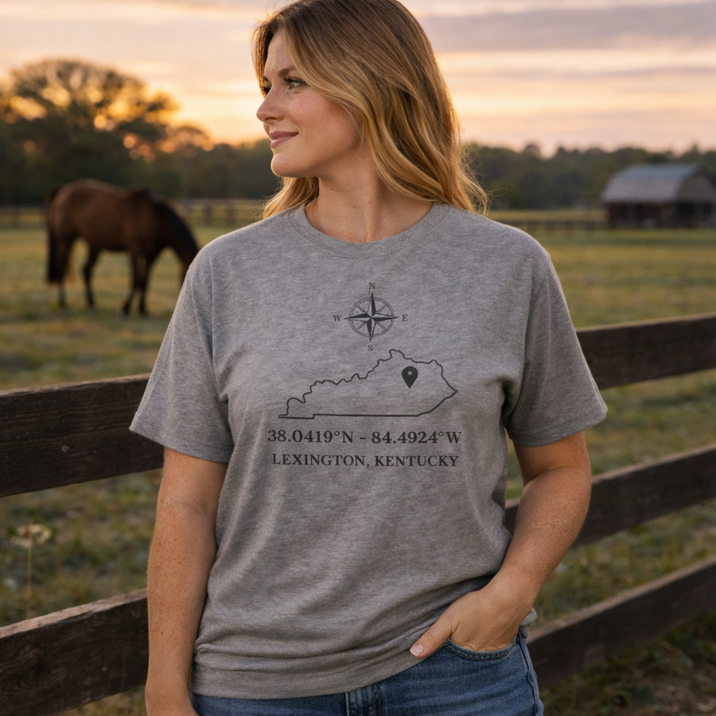 Kentucky Coordinates T-Shirt | Lexington Latitude Design | Elite Tri-Blend