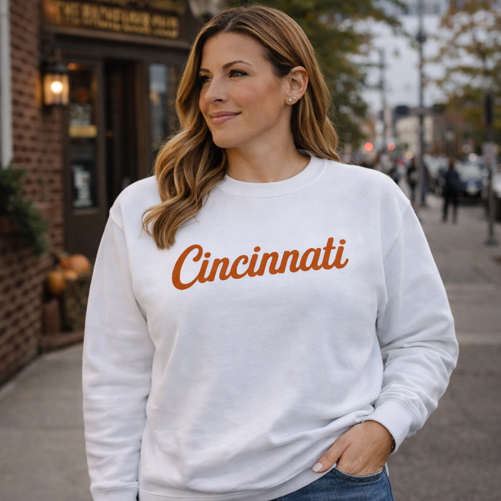 Cincinnati Streetwear Sweatshirt | Neon Script Crew | Premium Unisex