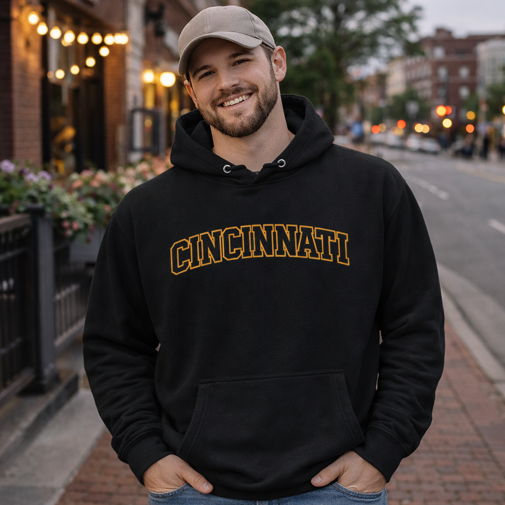 Cincinnati Arch Text Premium Mid-Weight Hoodie | Everyday Street Comfort