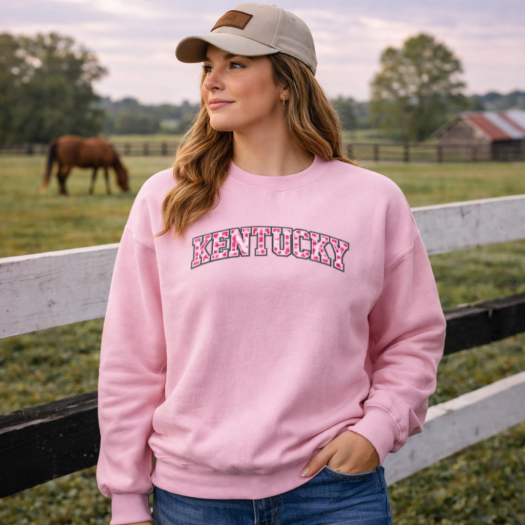 Kentucky Valentine's Sweatshirt | Pink Heart Print | Unisex Classic Fit