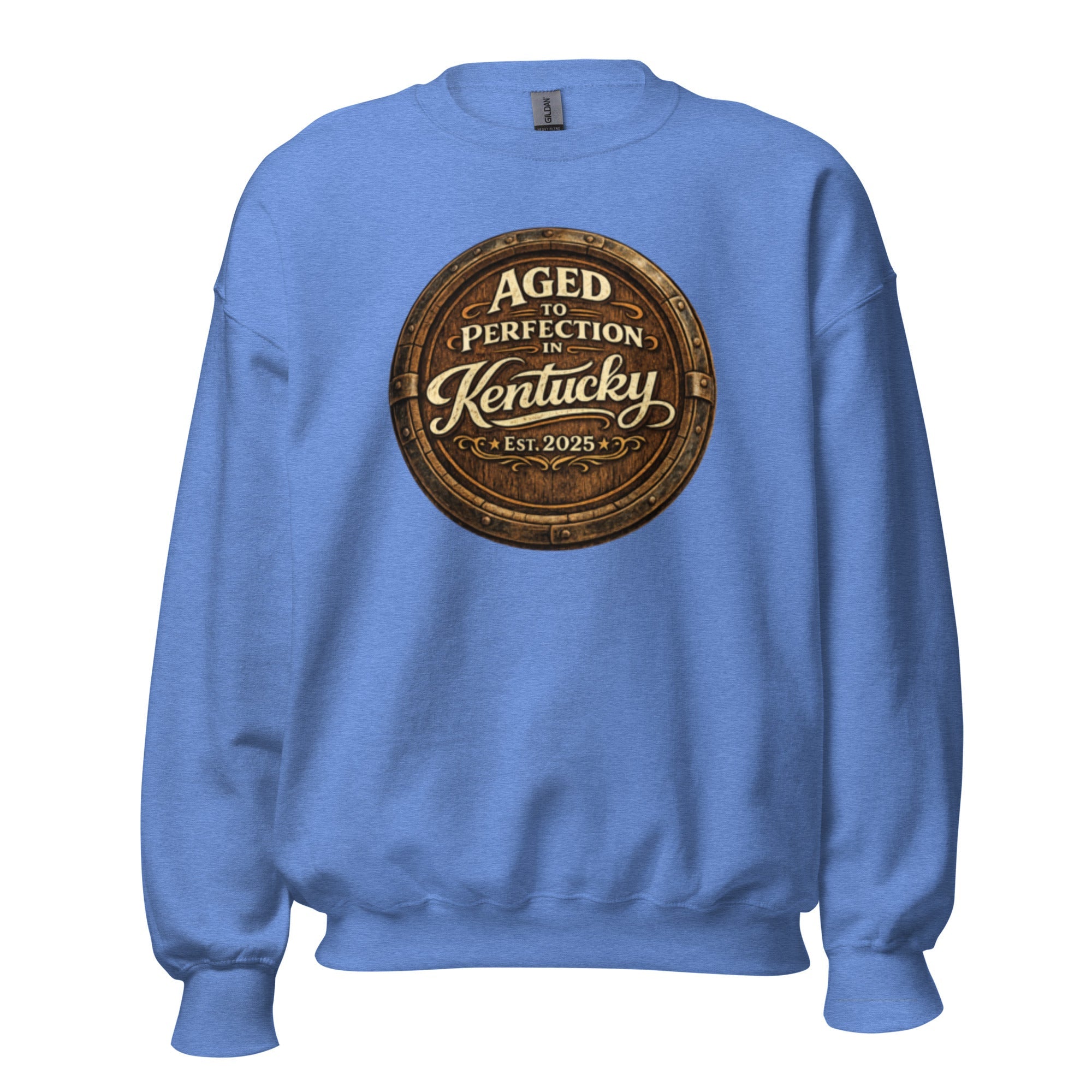 Aged to Perfection in Kentucky Sweatshirt | Barrel - End Emblem Design | Unisex Pullover - Bluegrass Elite Apparel LLC