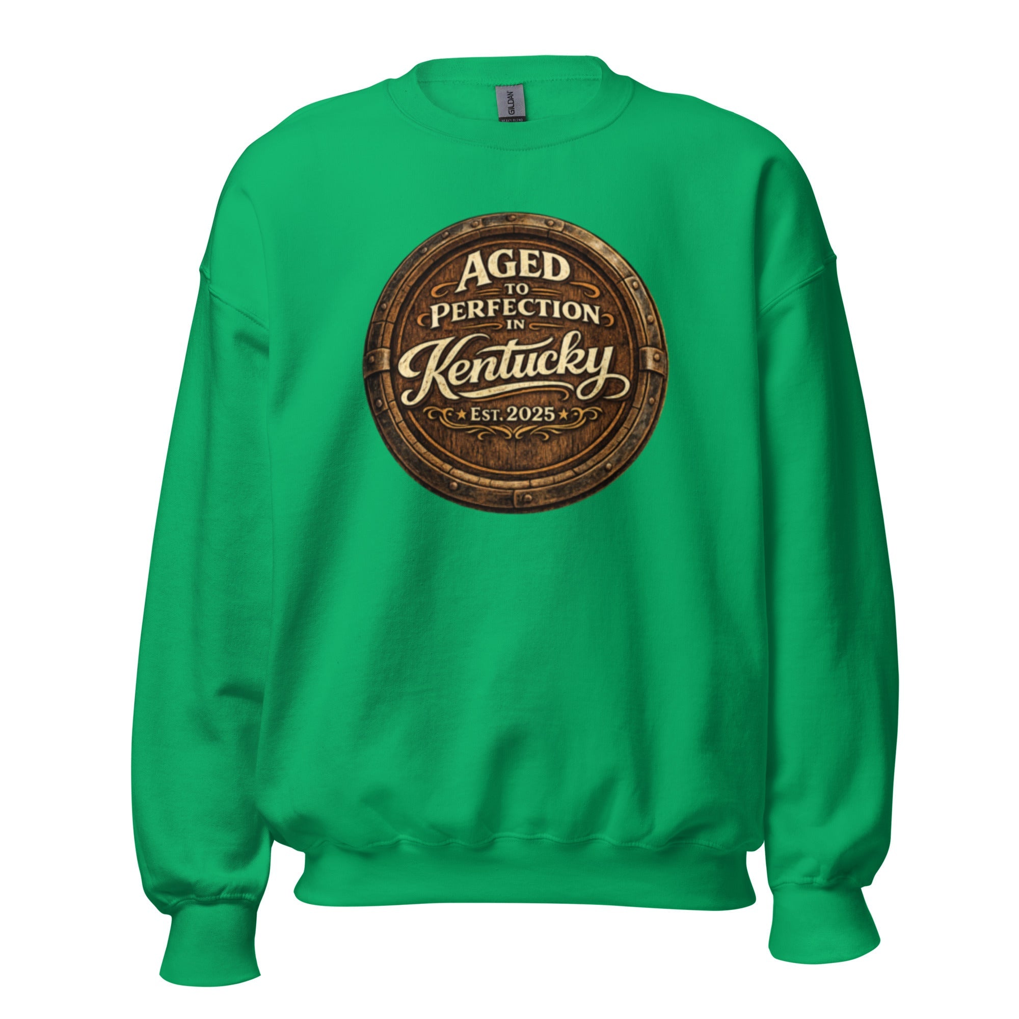 Aged to Perfection in Kentucky Sweatshirt | Barrel - End Emblem Design | Unisex Pullover - Bluegrass Elite Apparel LLC
