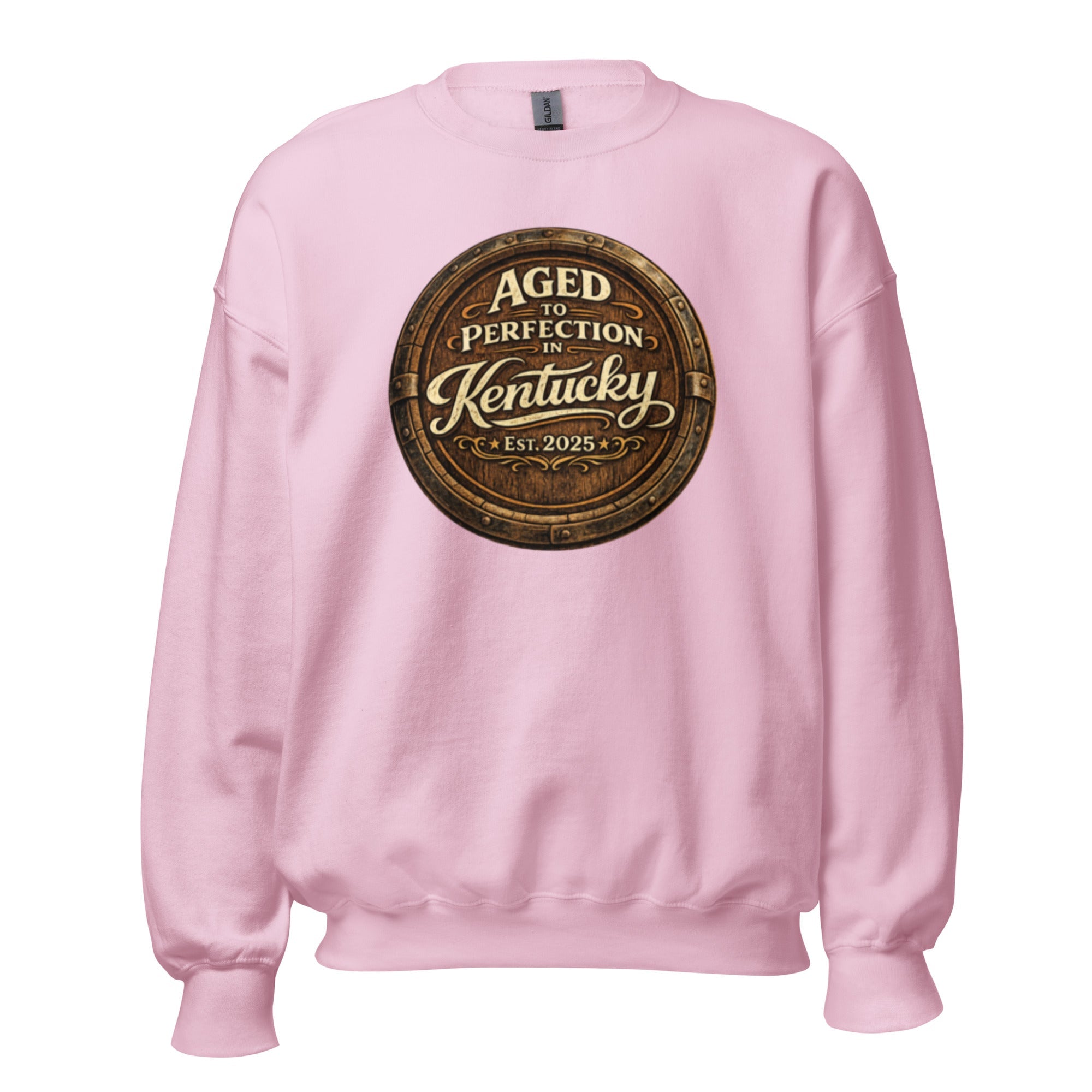 Aged to Perfection in Kentucky Sweatshirt | Barrel - End Emblem Design | Unisex Pullover - Bluegrass Elite Apparel LLC