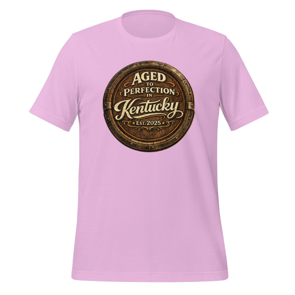 Aged to Perfection in Kentucky T-Shirt | Barrel - End Emblem Design | Classic Cotton - Bluegrass Elite Apparel LLC