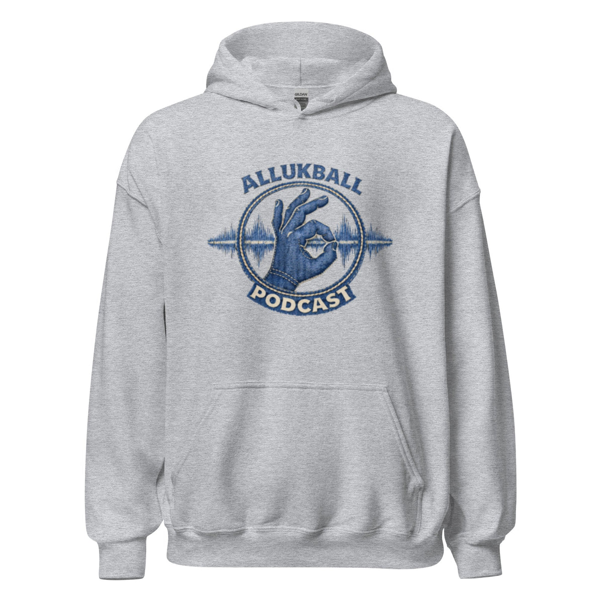 AllUKBALL Podcast Hoodie | Denim OK Hand Waveform Design - Bluegrass Elite Apparel LLC