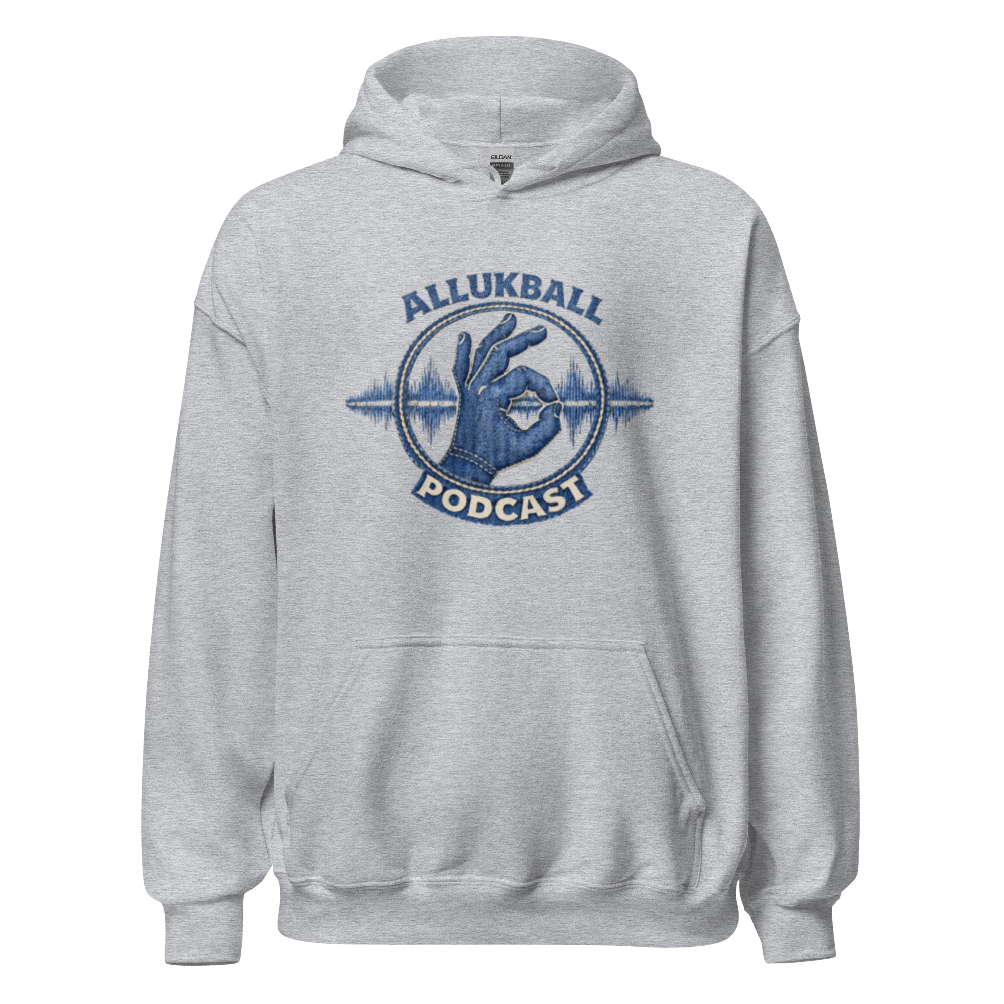 AllUKBALL Podcast Hoodie | Denim OK Hand Waveform Design - Bluegrass Elite Apparel LLC