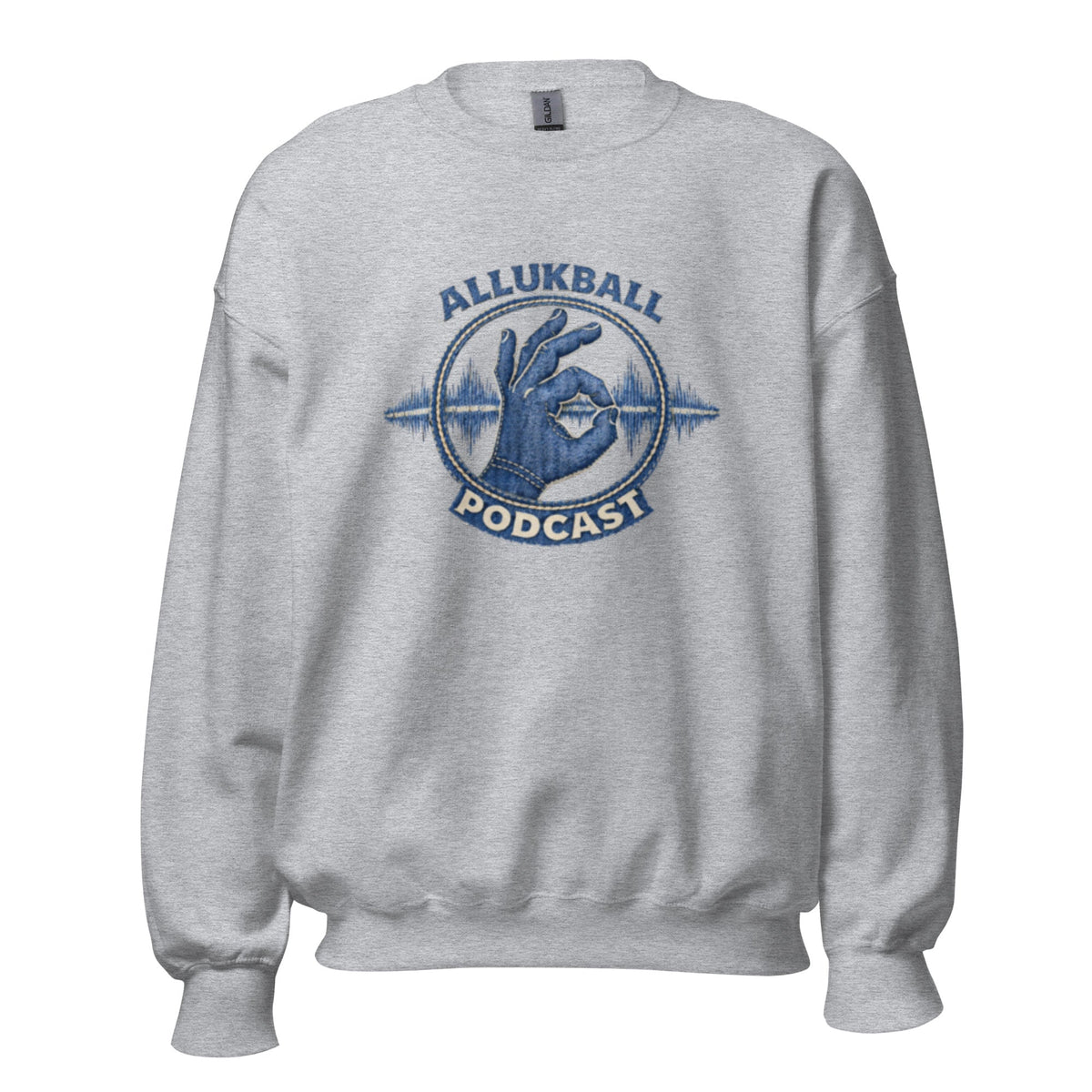 AllUKBALL Podcast Sweatshirt | Denim OK Hand Waveform Design - Bluegrass Elite Apparel LLC