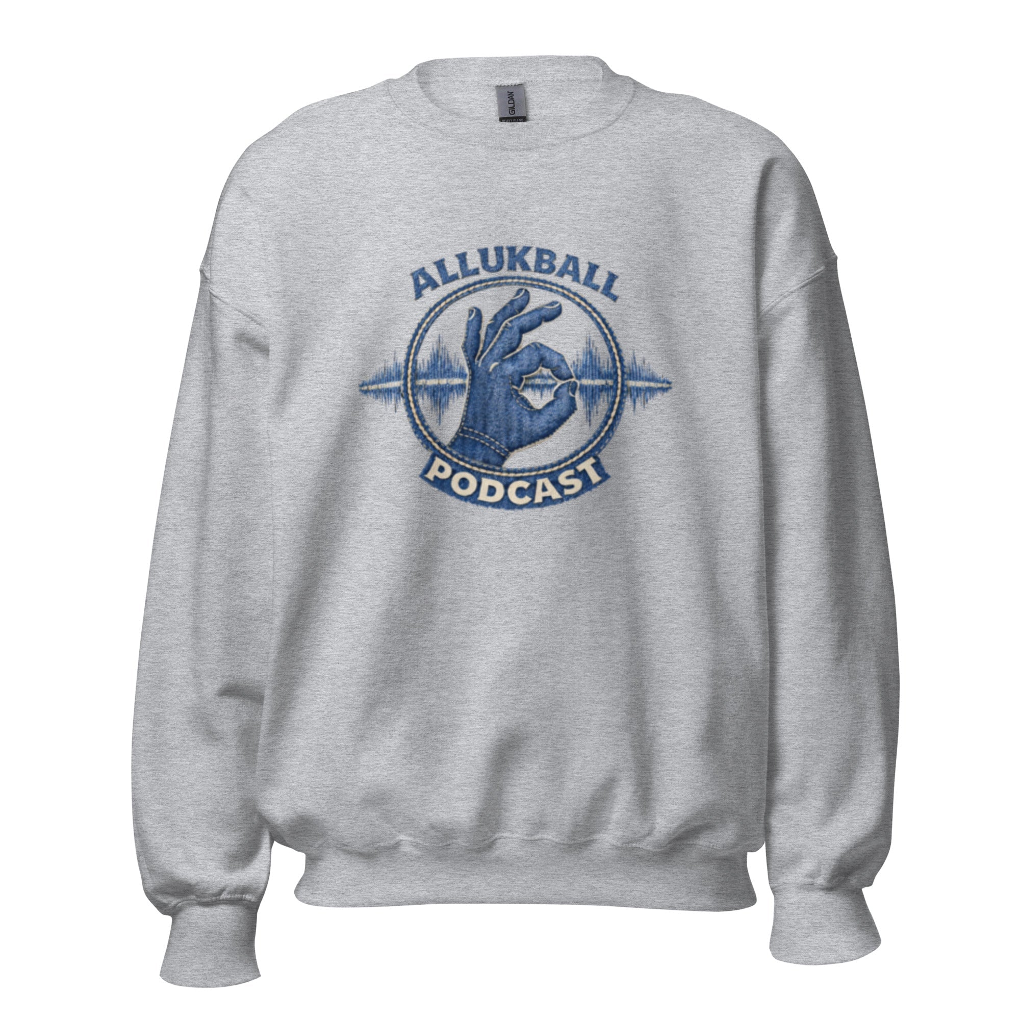 AllUKBALL Podcast Sweatshirt | Denim OK Hand Waveform Design - Bluegrass Elite Apparel LLC