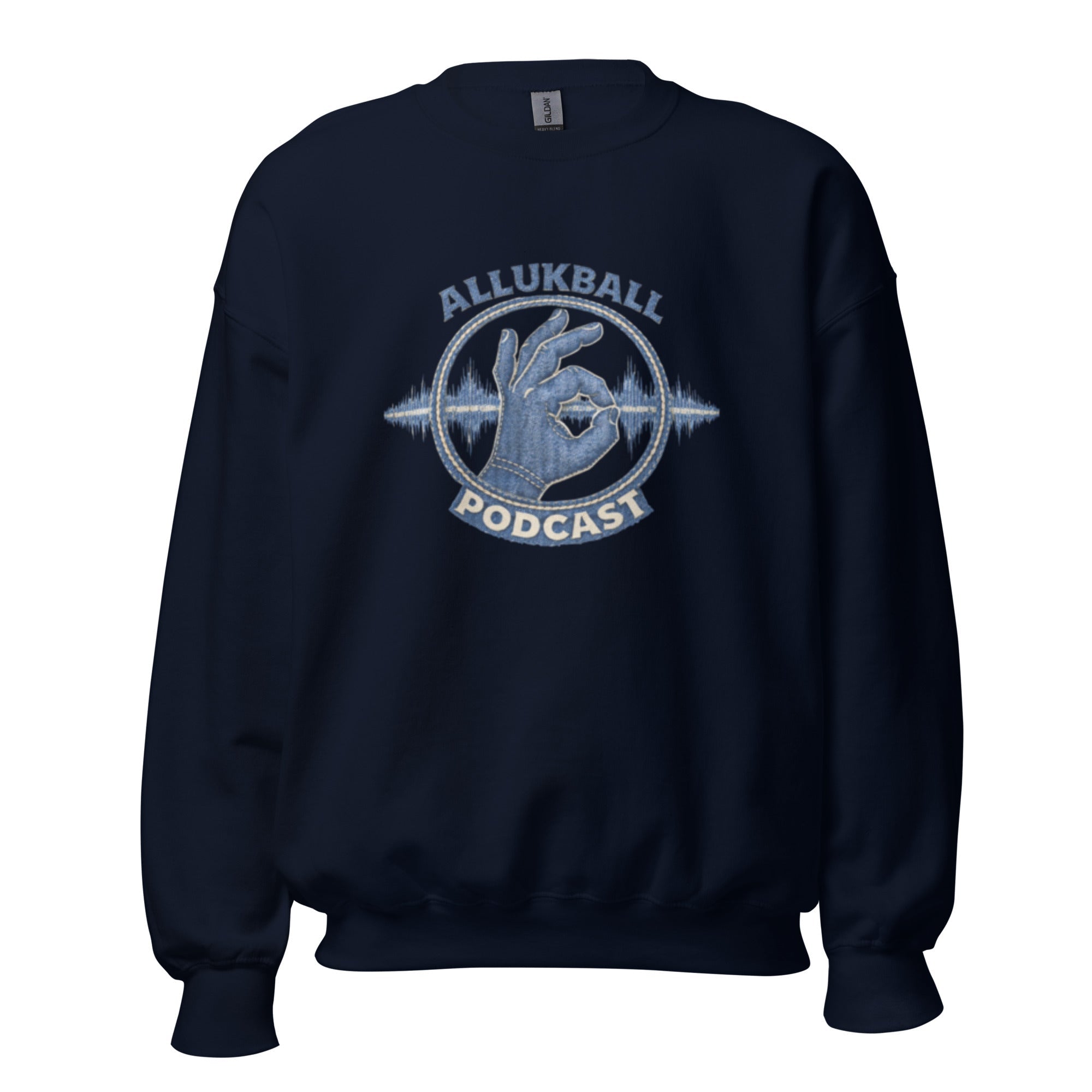 AllUKBALL Podcast Sweatshirt | Denim OK Hand Waveform Design - Bluegrass Elite Apparel LLC