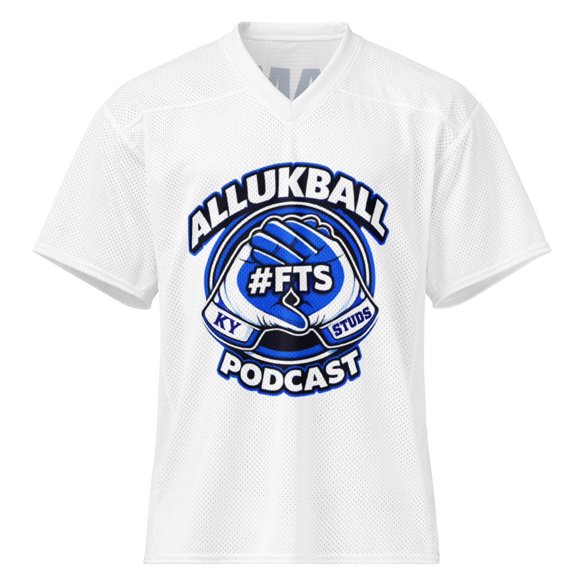 ALLUKBALL White Script Ball Mesh Jersey | Athletic Game Day Design - Bluegrass Elite Apparel LLC