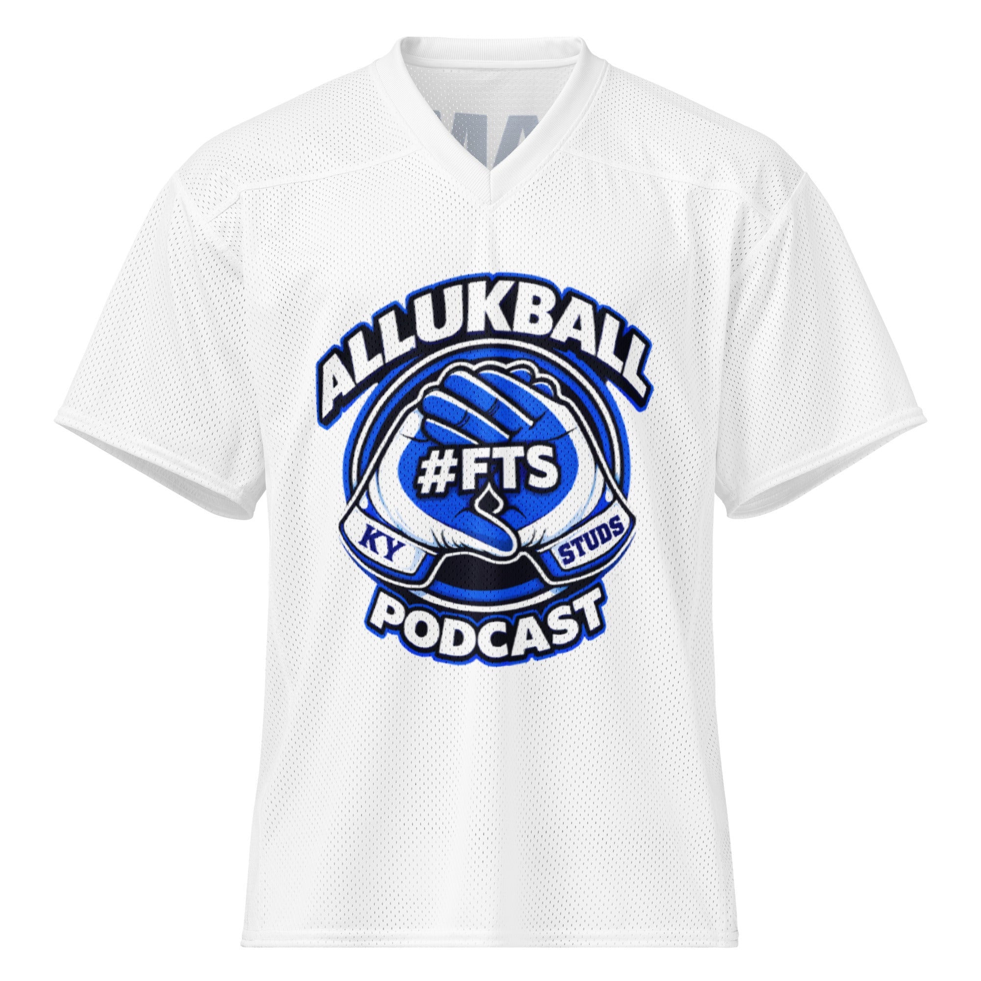 ALLUKBALL White Script Ball Mesh Jersey | Athletic Game Day Design - Bluegrass Elite Apparel LLC