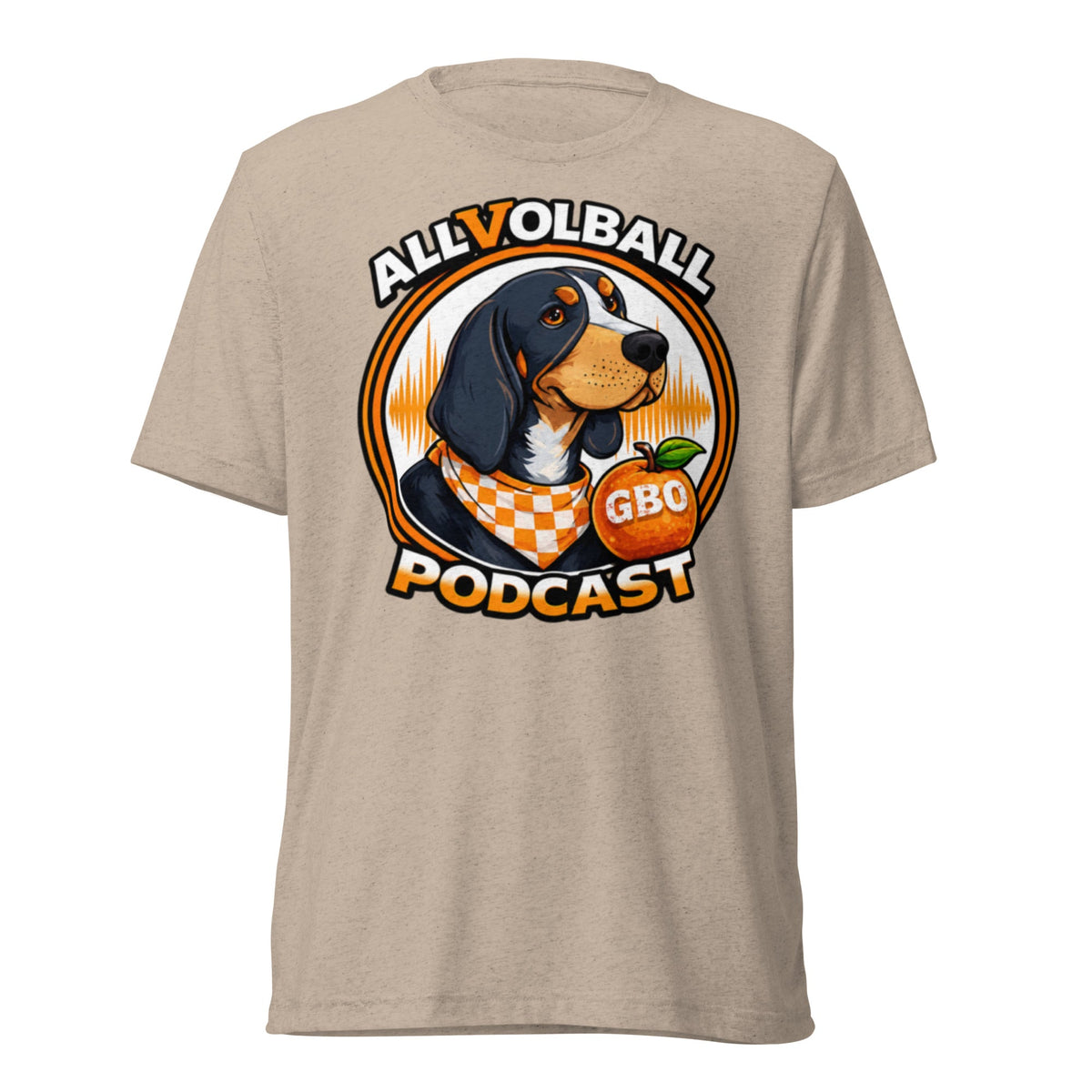 ALLVOLBALL Podcast Dog T-Shirt | GBO Hound Logo | Elite Tri-Blend - Bluegrass Elite Apparel LLC