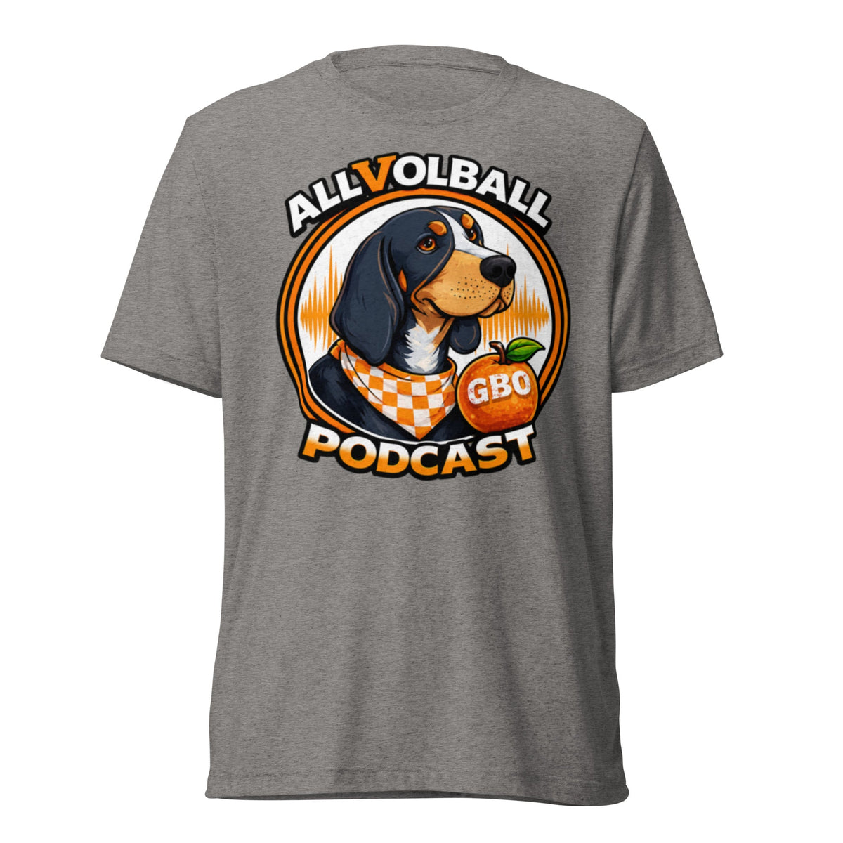ALLVOLBALL Podcast Dog T-Shirt | GBO Hound Logo | Elite Tri-Blend - Bluegrass Elite Apparel LLC