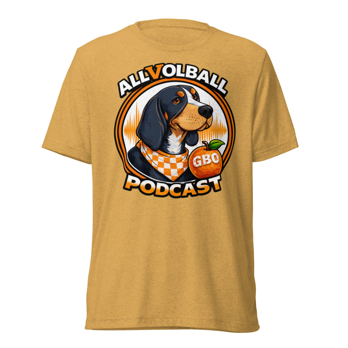 ALLVOLBALL Podcast Dog T-Shirt | GBO Hound Logo | Elite Tri-Blend - Bluegrass Elite Apparel LLC
