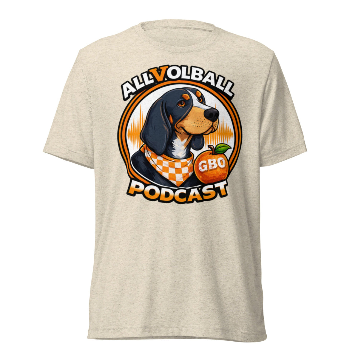 ALLVOLBALL Podcast Dog T-Shirt | GBO Hound Logo | Elite Tri-Blend - Bluegrass Elite Apparel LLC