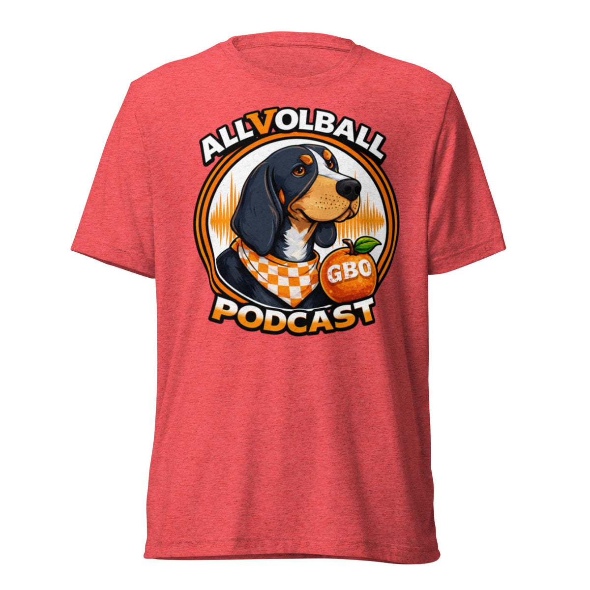 ALLVOLBALL Podcast Dog T-Shirt | GBO Hound Logo | Elite Tri-Blend - Bluegrass Elite Apparel LLC