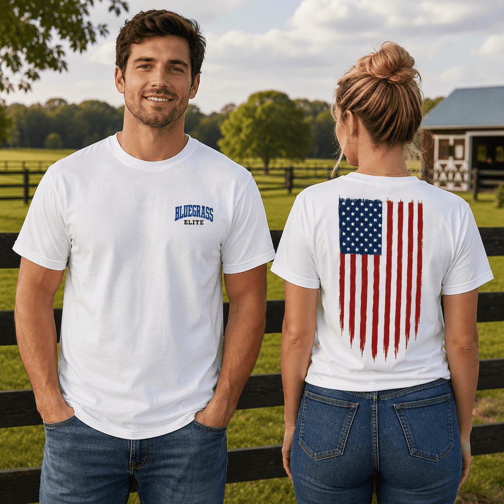 American Flag Drip Back Graphic T-Shirt | Patriotic Heritage Design | Classic - Bluegrass Elite Apparel LLC