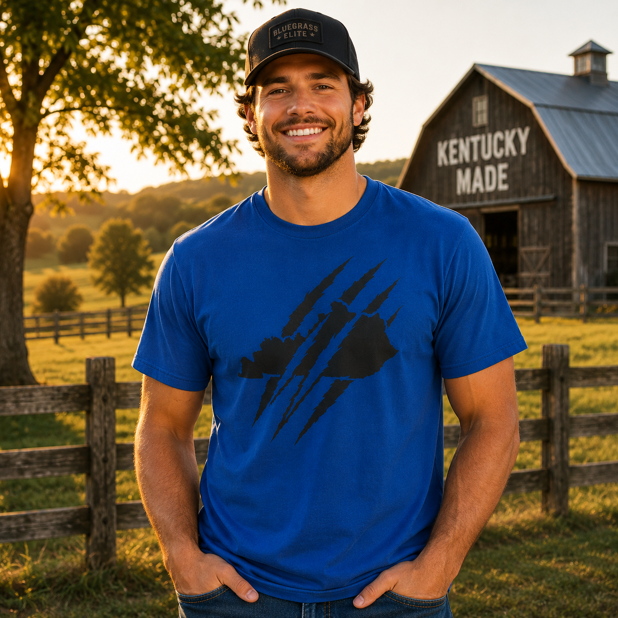 Kentucky Outline T-Shirt | Claw Marks Graphic Design | Classic