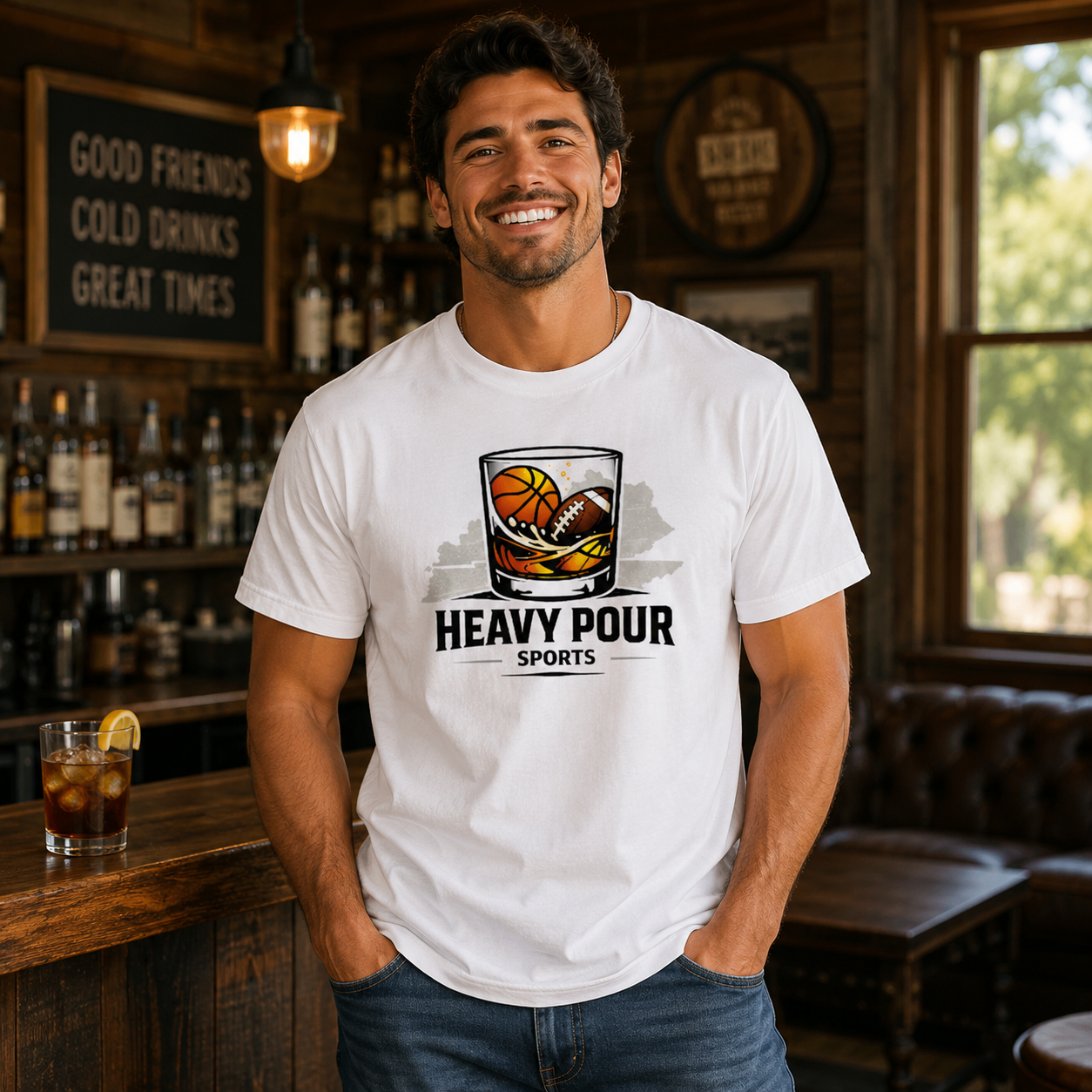 Heavy Pour Sports Podcast T-Shirt | Bourbon Ball Design | Classic Cotton