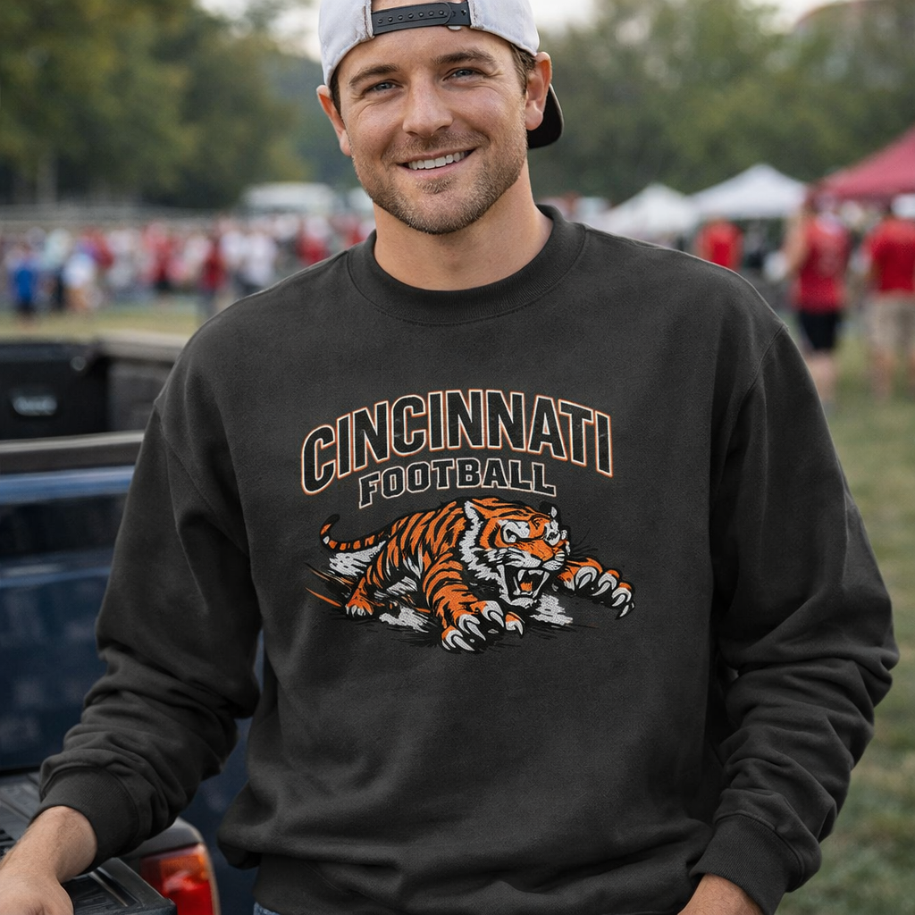 Cincinnati Football Sweatshirt | Charging Tiger Design | Unisex