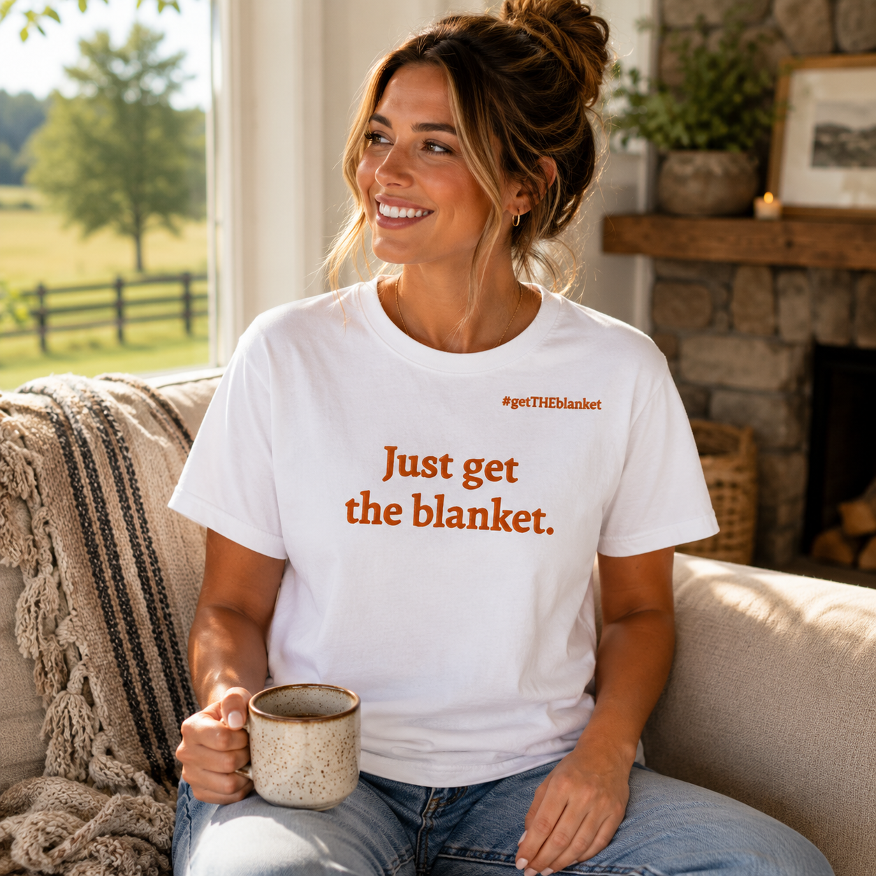 de de Cox Romance Reader T-Shirt | Just Get the Blanket Fall Design | Classic Airlume