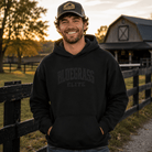 Blackout Bluegrass Elite Embroidered Hoodie | Vintage Athletic Pullover - Bluegrass Elite Apparel LLC
