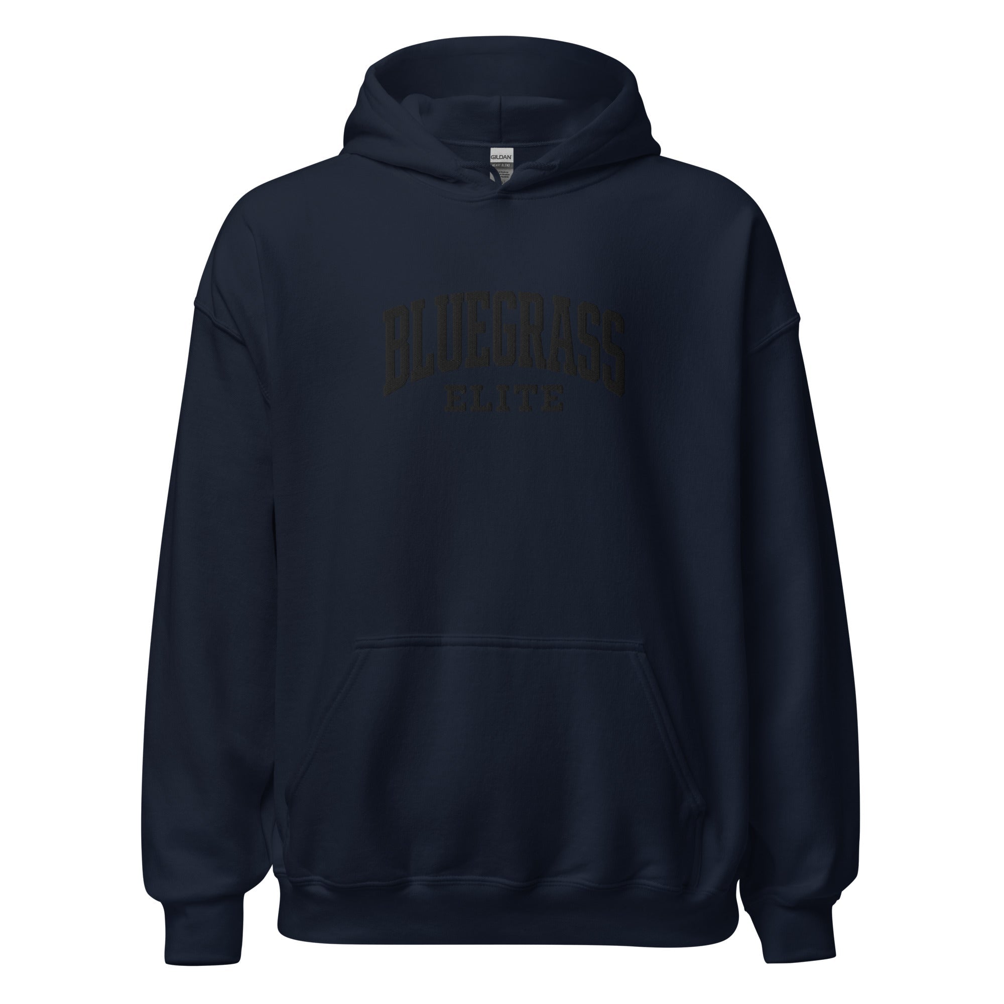 Blackout Bluegrass Elite Embroidered Hoodie | Vintage Athletic Pullover - Bluegrass Elite Apparel LLC