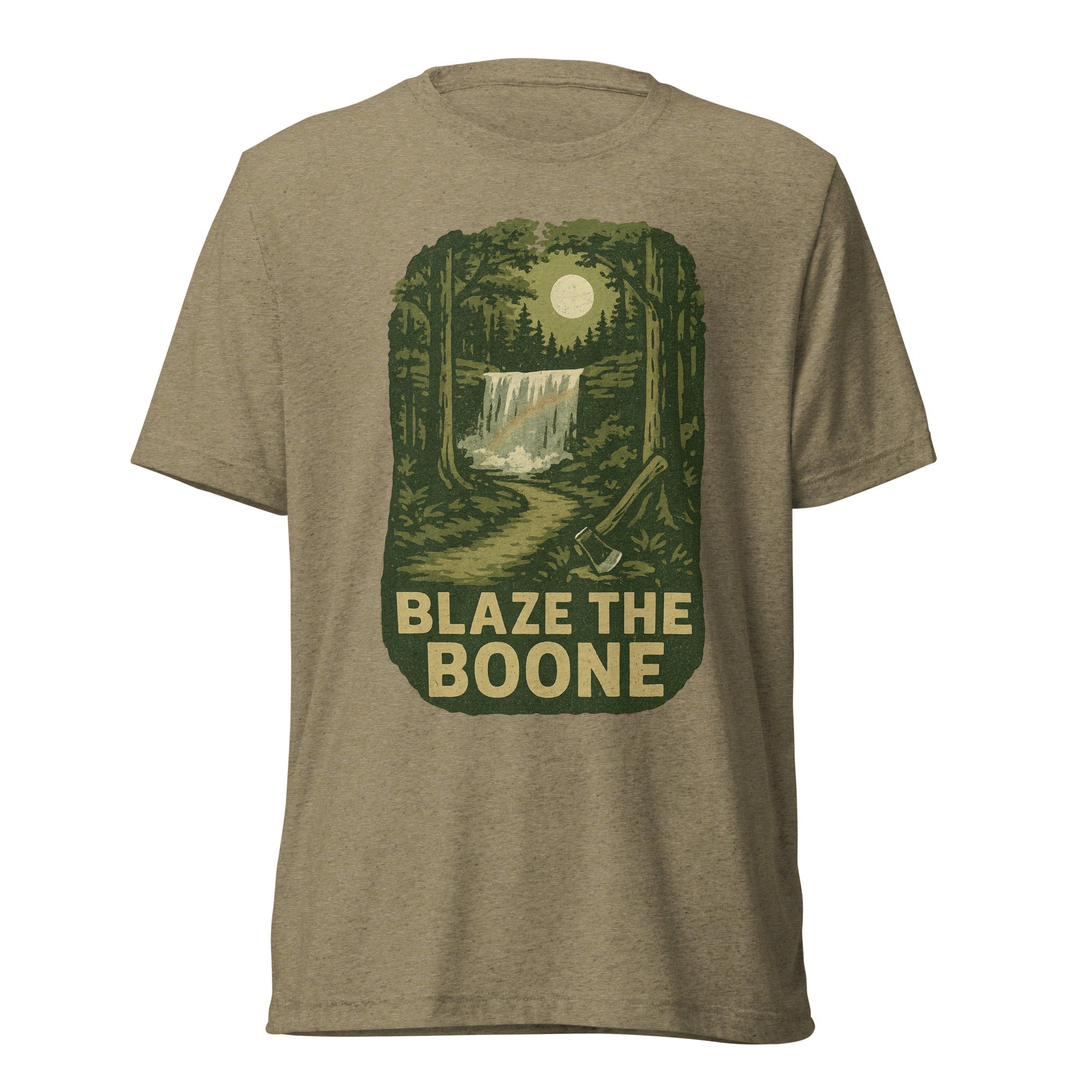 Blaze the Boone Tee | Kentucky Frontier Waterfall Shirt | Elite Tri - Blend - Bluegrass Elite Apparel LLC
