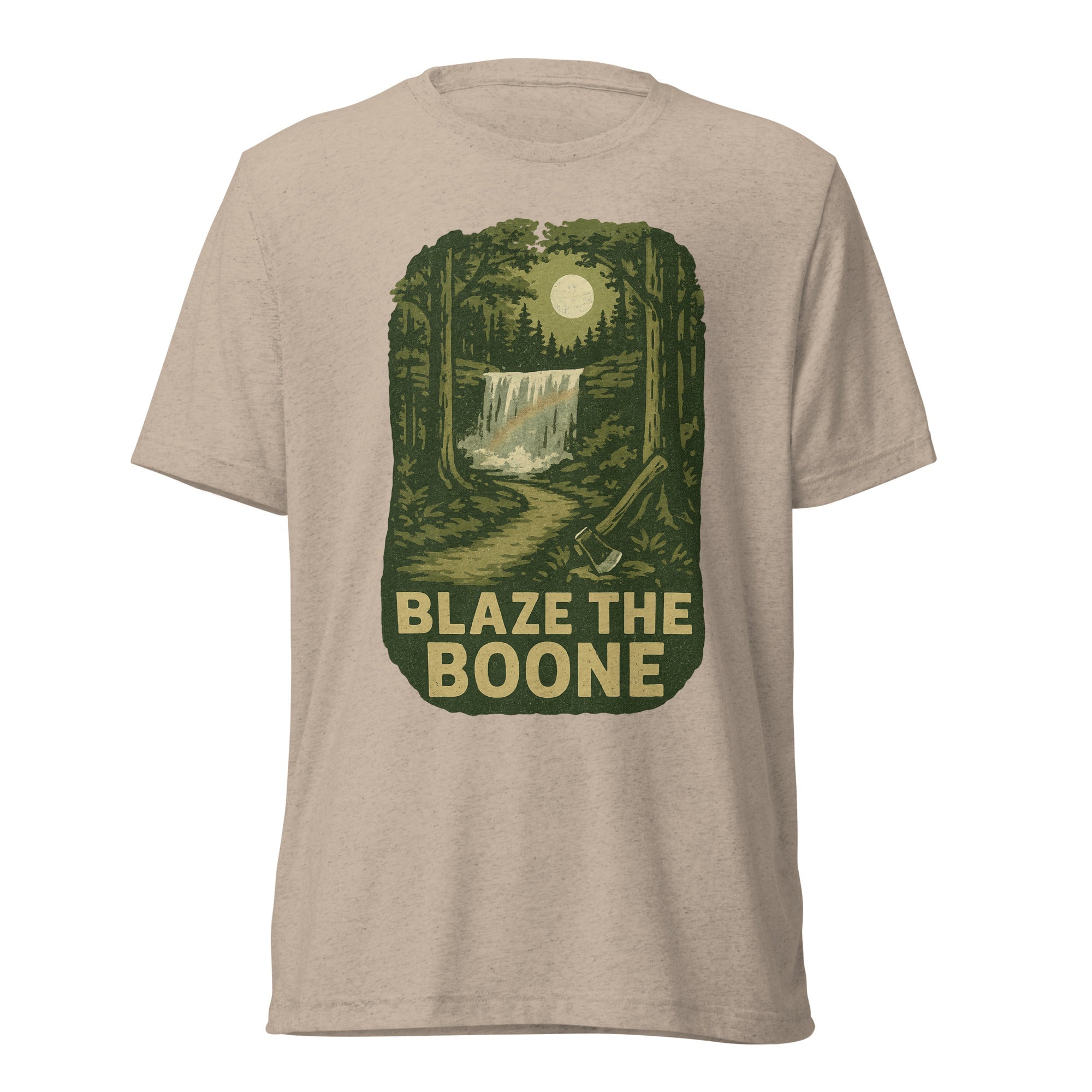 Blaze the Boone Tee | Kentucky Frontier Waterfall Shirt | Elite Tri - Blend - Bluegrass Elite Apparel LLC