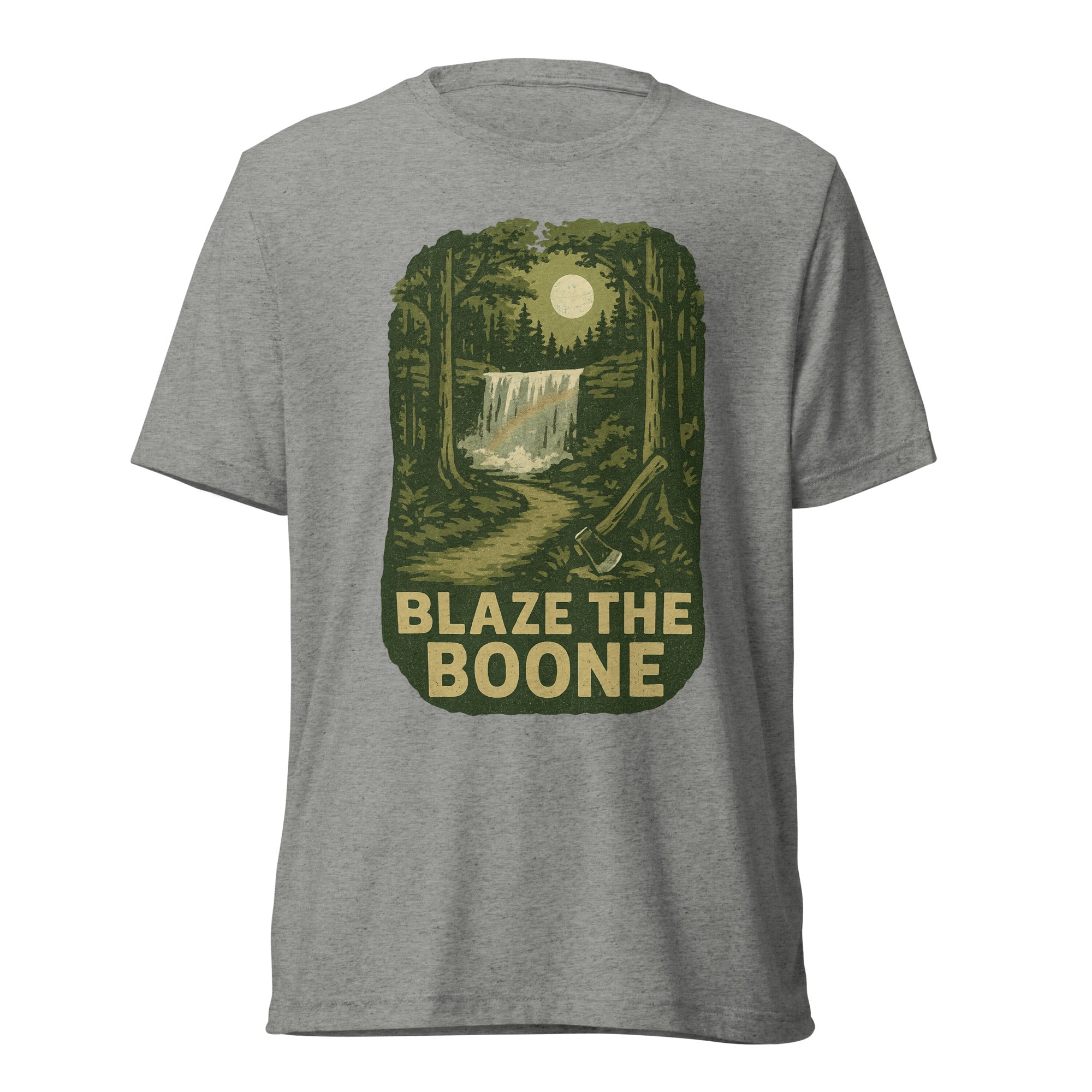 Blaze the Boone Tee | Kentucky Frontier Waterfall Shirt | Elite Tri - Blend - Bluegrass Elite Apparel LLC