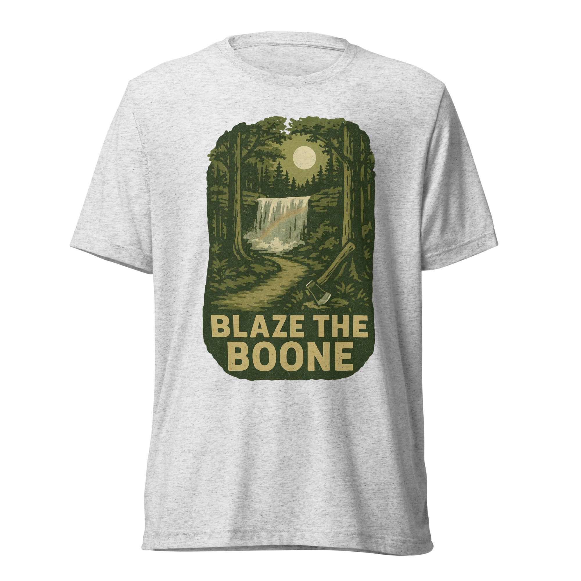 Blaze the Boone Tee | Kentucky Frontier Waterfall Shirt | Elite Tri - Blend - Bluegrass Elite Apparel LLC