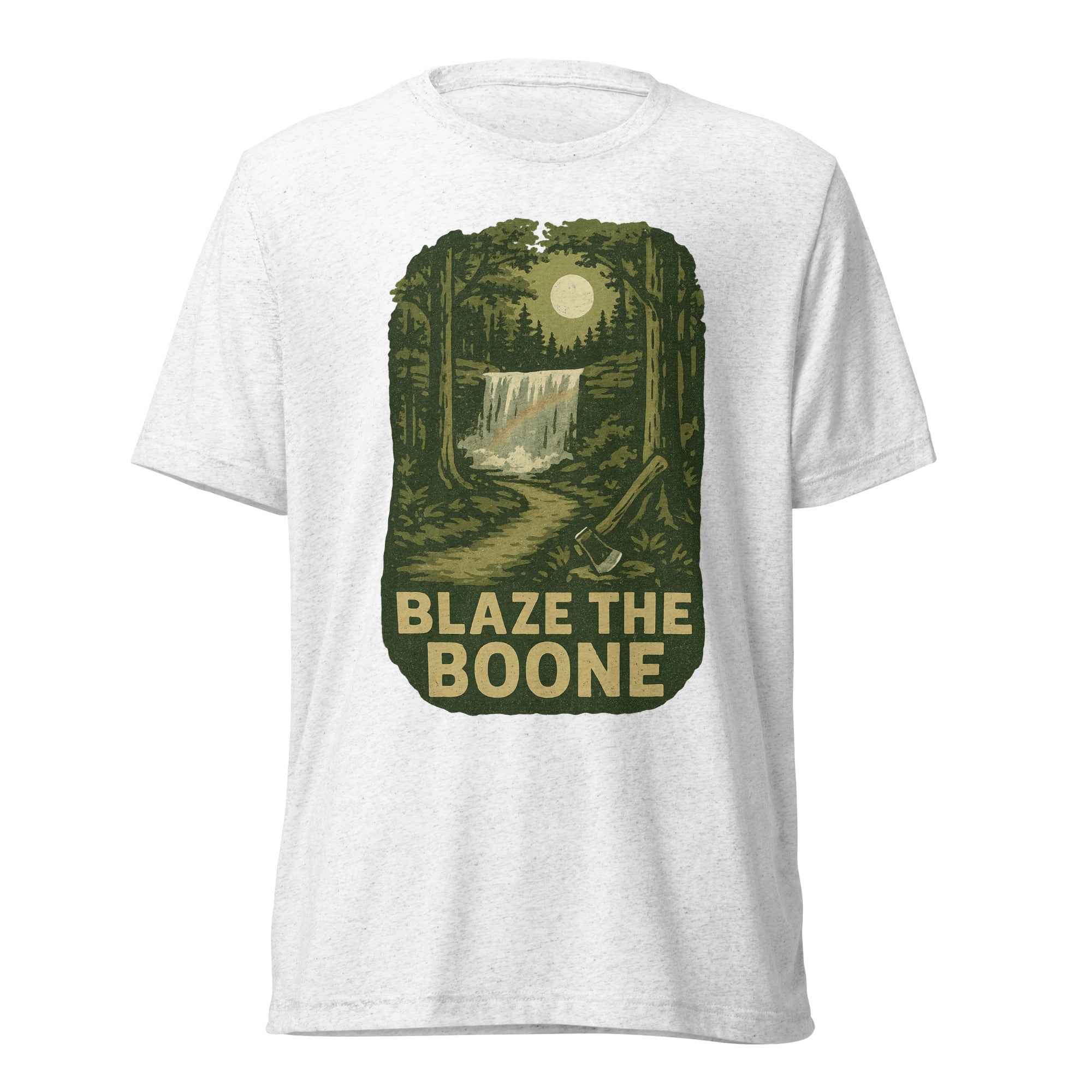 Blaze the Boone Tee | Kentucky Frontier Waterfall Shirt | Elite Tri - Blend - Bluegrass Elite Apparel LLC