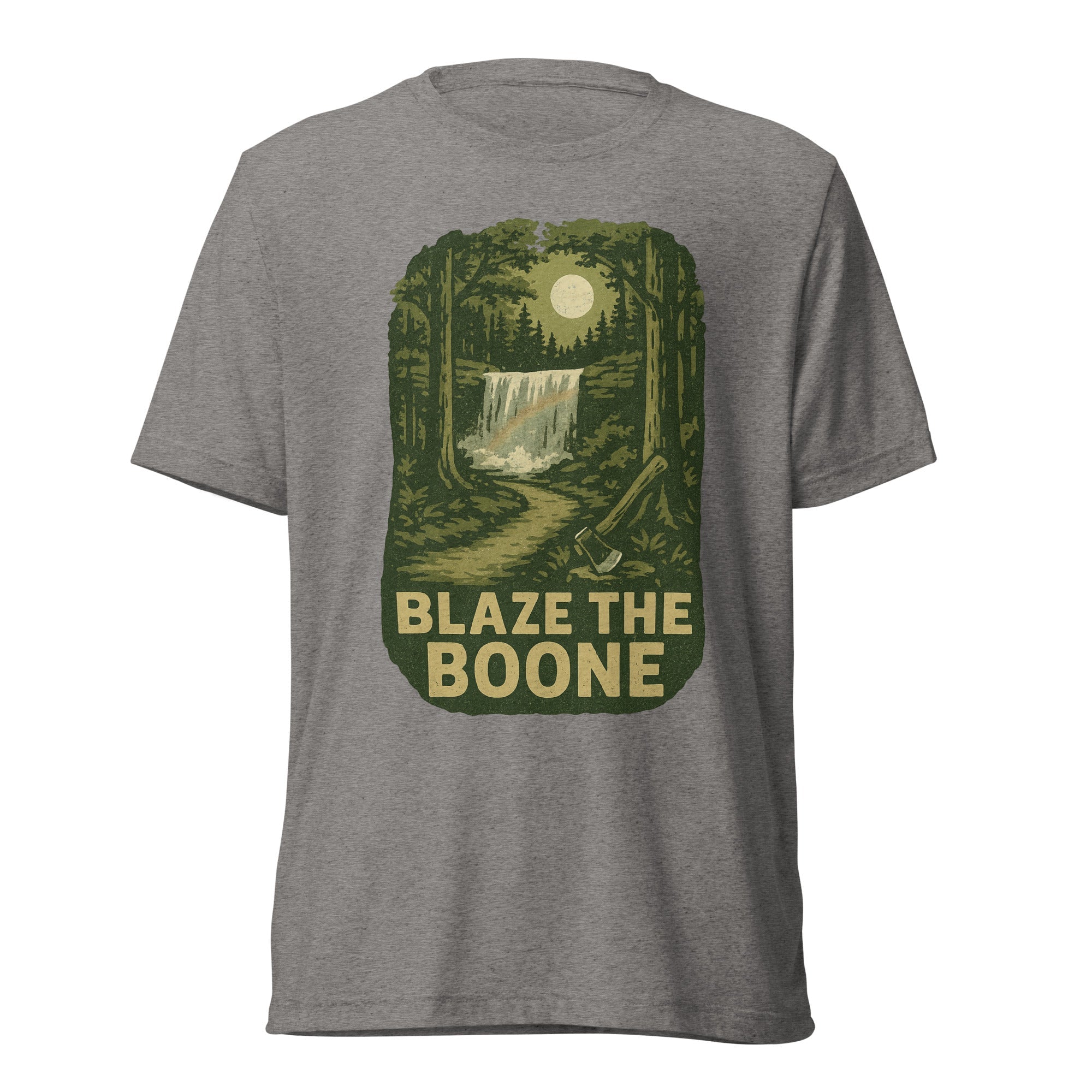 Blaze the Boone Tee | Kentucky Frontier Waterfall Shirt | Elite Tri - Blend - Bluegrass Elite Apparel LLC