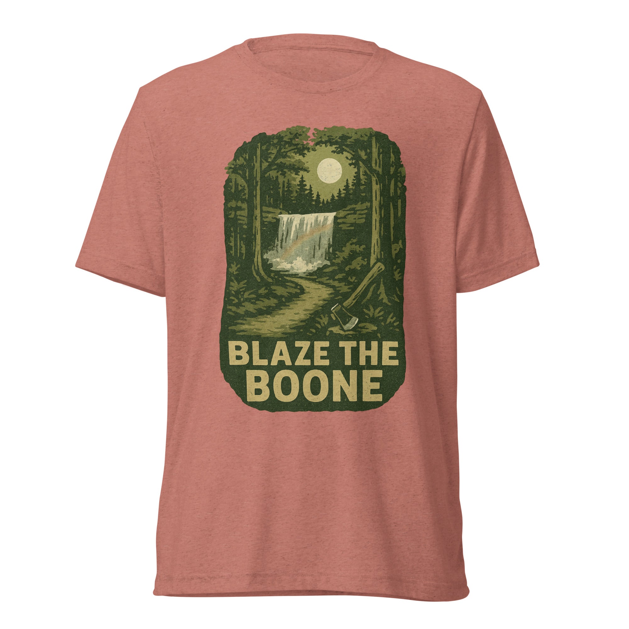 Blaze the Boone Tee | Kentucky Frontier Waterfall Shirt | Elite Tri - Blend - Bluegrass Elite Apparel LLC