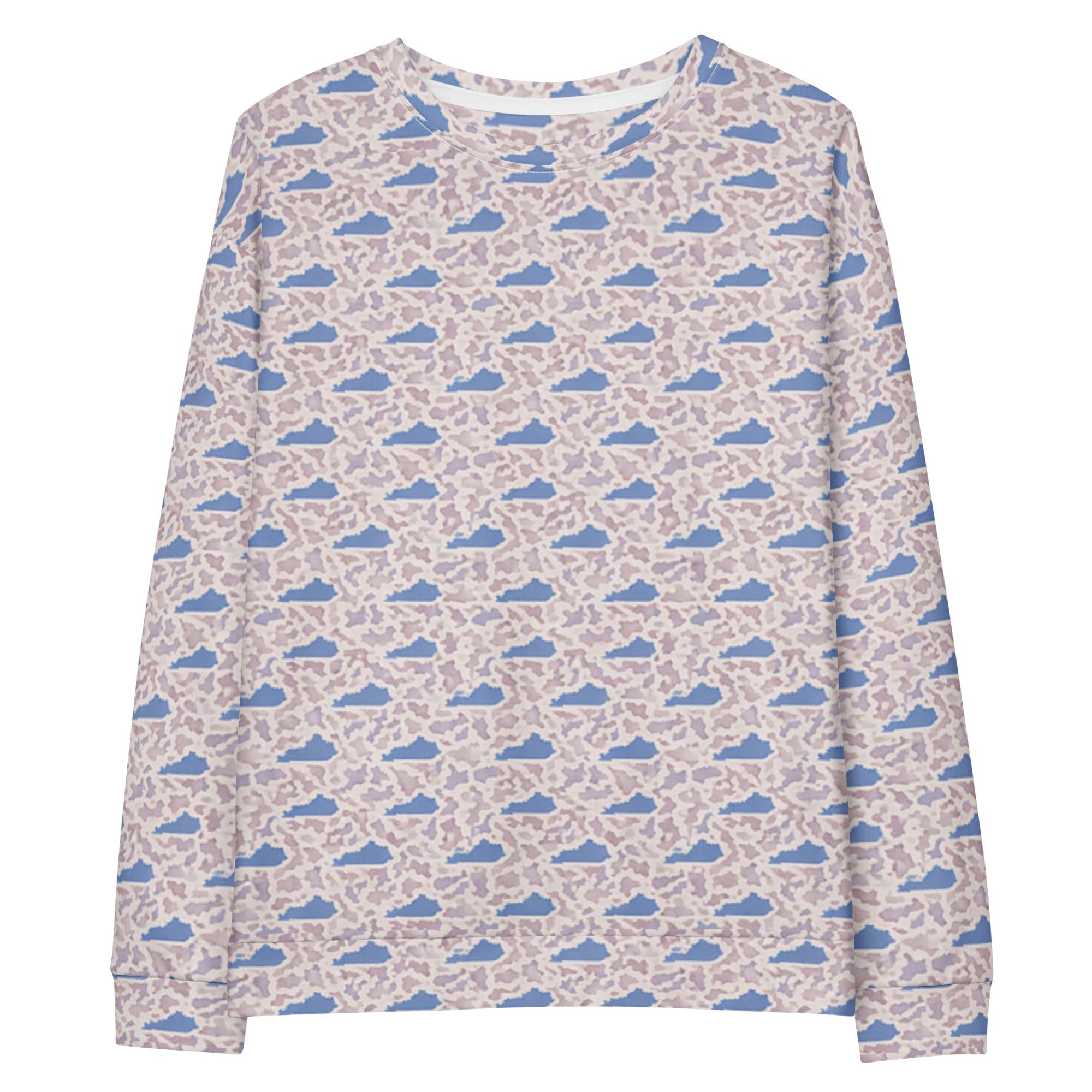 Blue Kentucky Outline Pattern Unisex Cotton Sweatshirt - Bluegrass Elite Apparel LLC