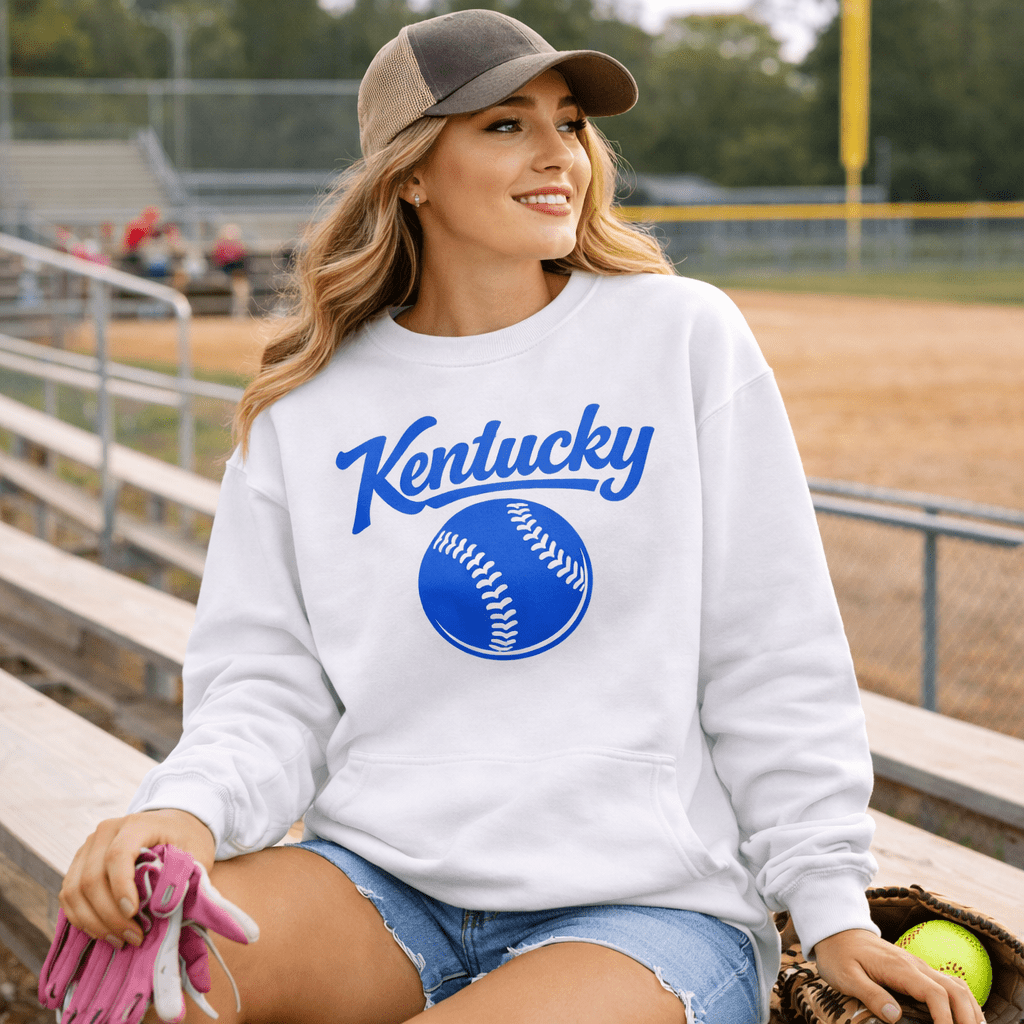 Blue Kentucky Script Softball Sweatshirt | Classic Crewneck - Bluegrass Elite Apparel LLC