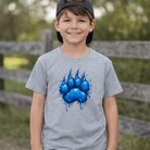 Blue Paint Paw Youth T-Shirt | Drip Paw Graphic | Classic Youth Tee - Bluegrass Elite Apparel LLC