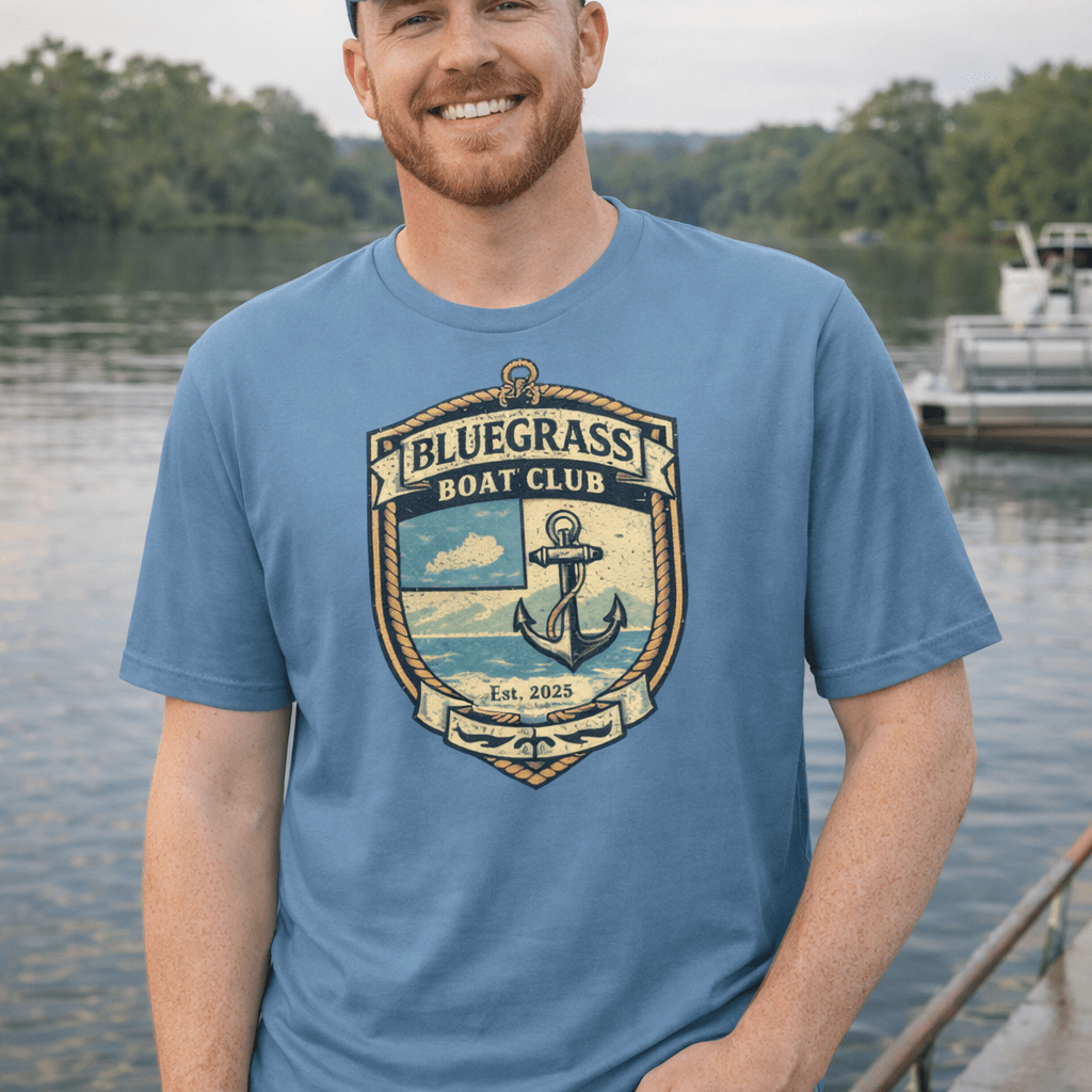 Bluegrass Boat Club Shirt | Vintage Nautical Crest Design | Classic - Bluegrass Elite Apparel LLC