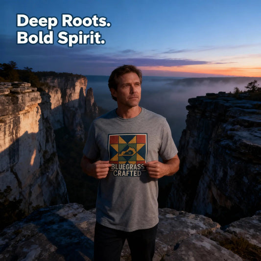 Bluegrass Crafted Tee | Kentucky Quilt Heritage Shirt | Elite Tri - Blend - Bluegrass Elite Apparel LLC