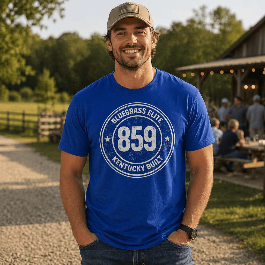 Bluegrass Elite 859 Badge T-Shirt | Kentucky Built Vintage Design | Classic - Bluegrass Elite Apparel LLC